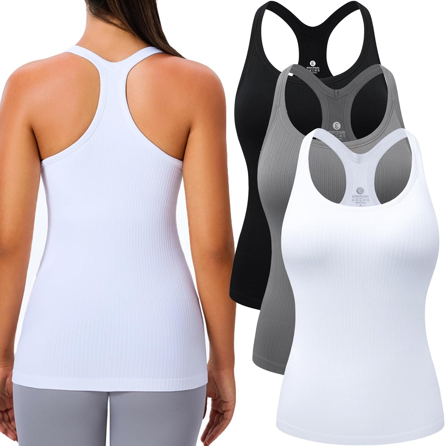 Evcute Workout Tank Tops for Women with Built-in Bra Racerback