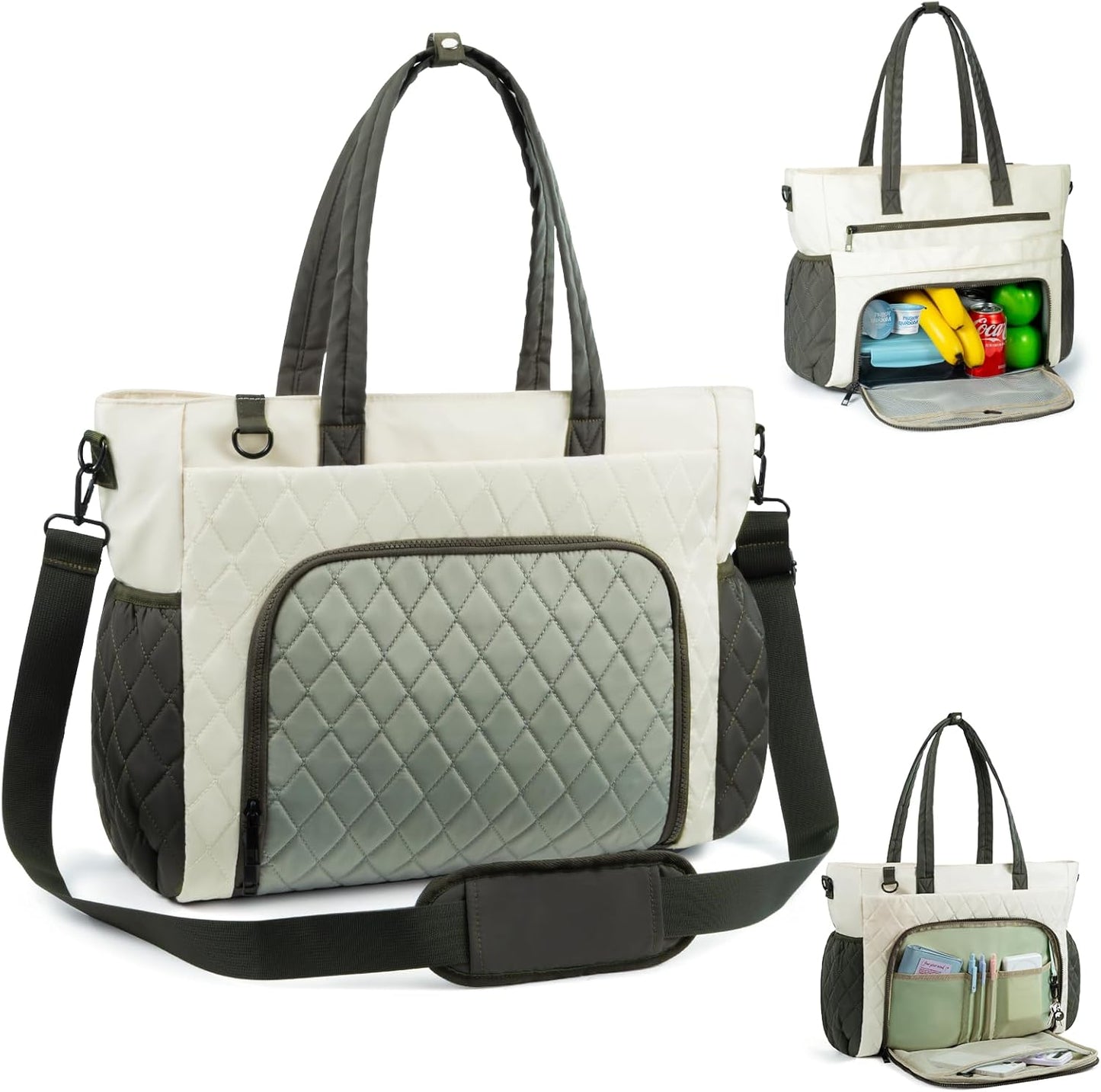 Insulated Lunch Tote Bag for Women with Laptop Compartment