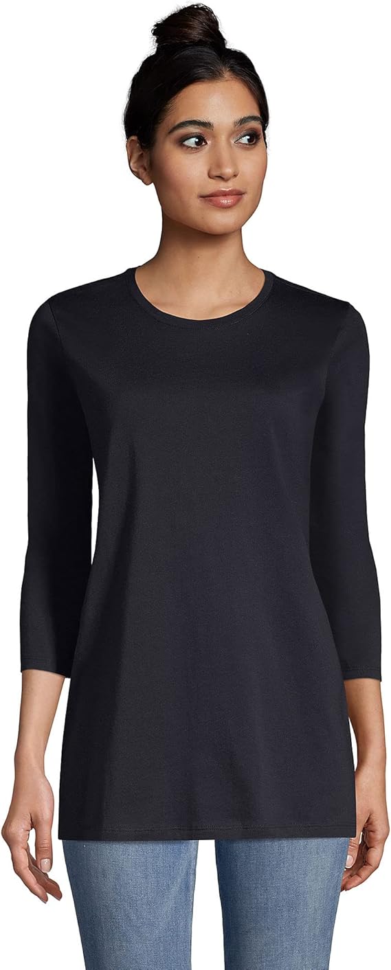 Lands' End Women's 3/4 Sleeve Supima Cotton Crewneck Tunic Review
