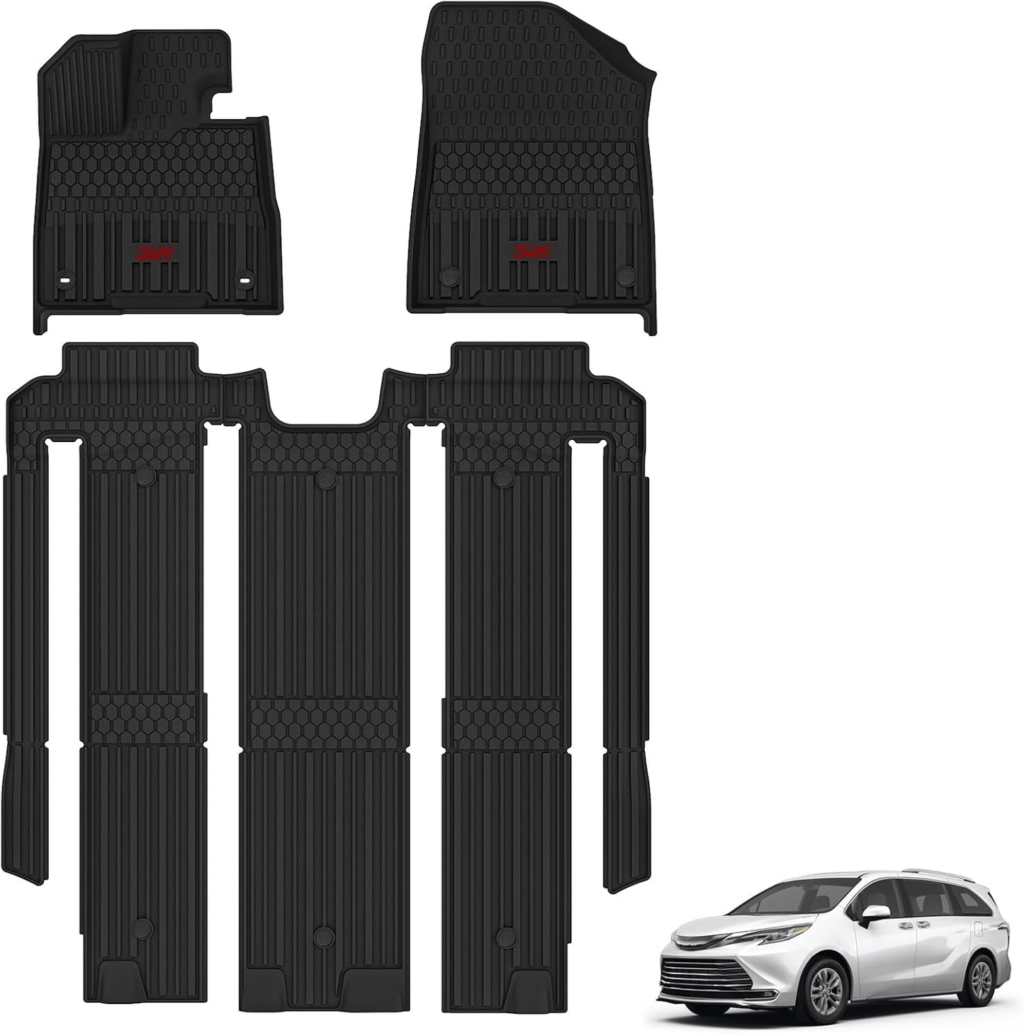 Custom Fit 3W Floor Mats for Toyota Sienna 2021-2025 Models