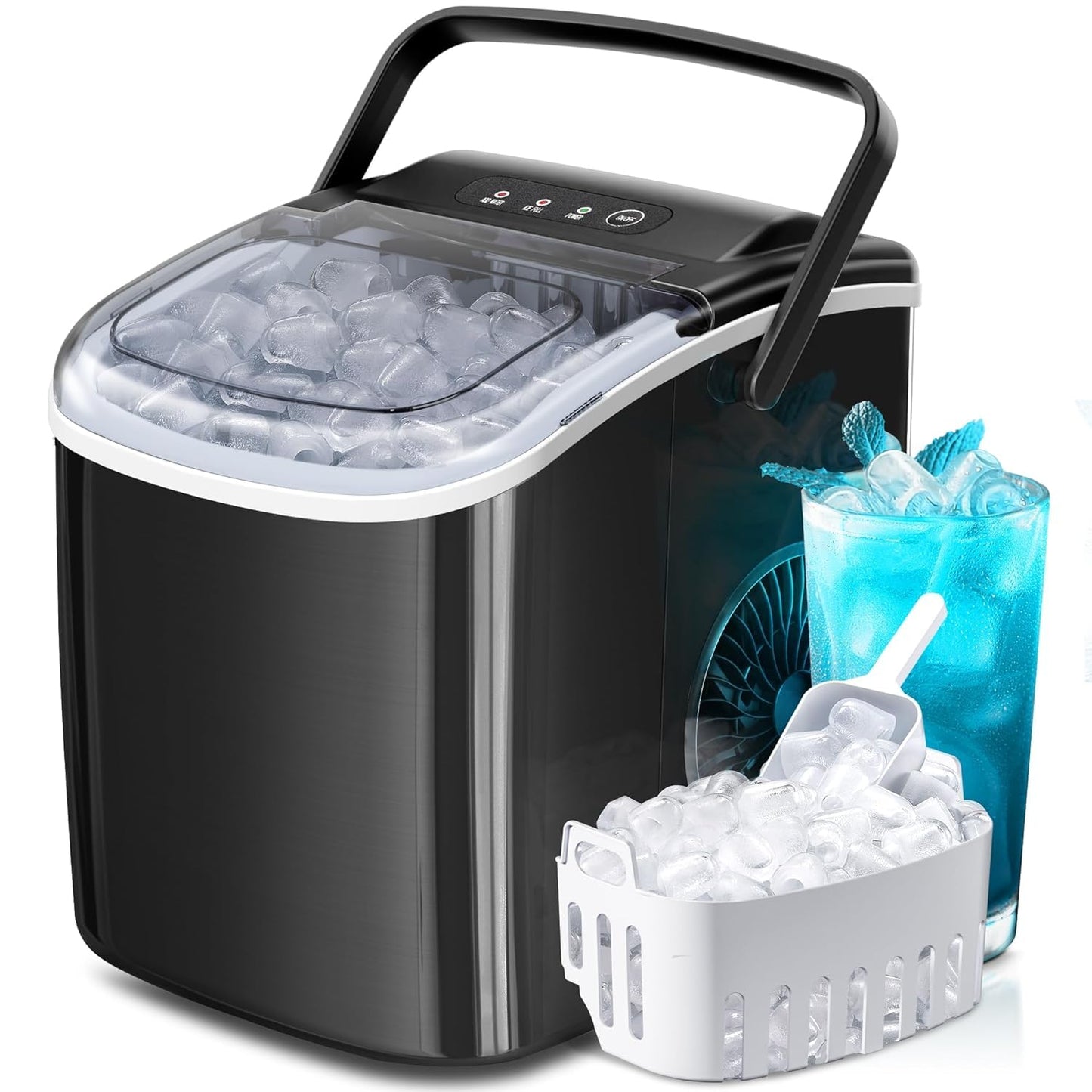 Countertop Ice Maker Machine with Handle for Home and Office