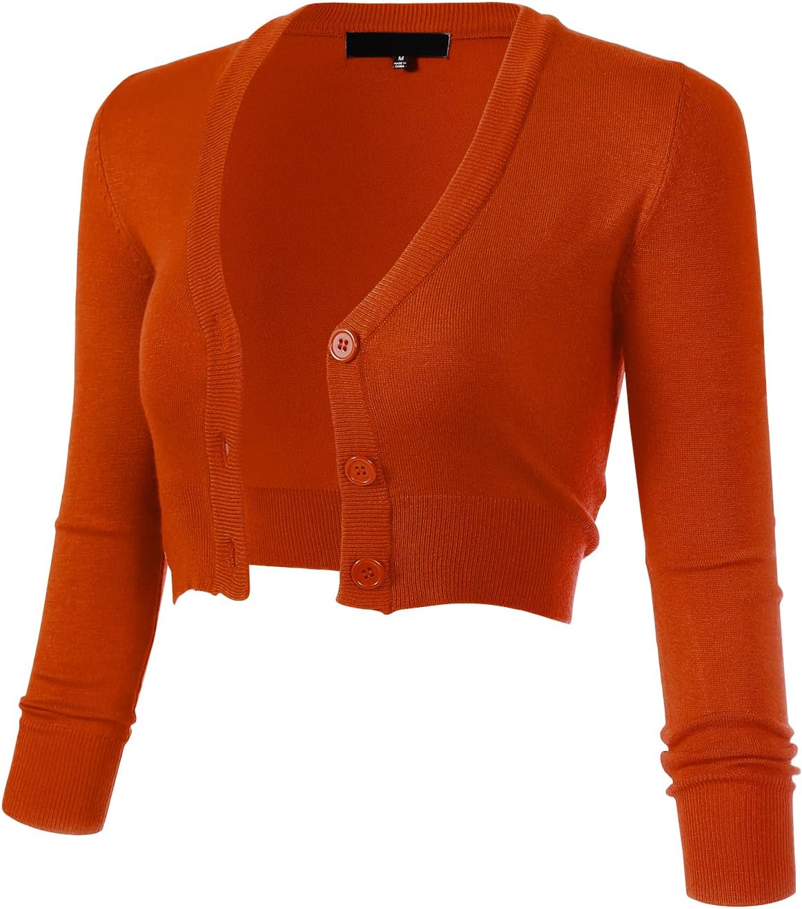 Allsense Women's 3/4 Sleeve Cropped Bolero Cardigan Sweater