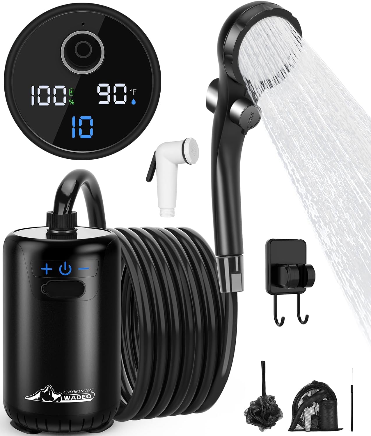 WADEO Portable Camp Shower with Temp Display