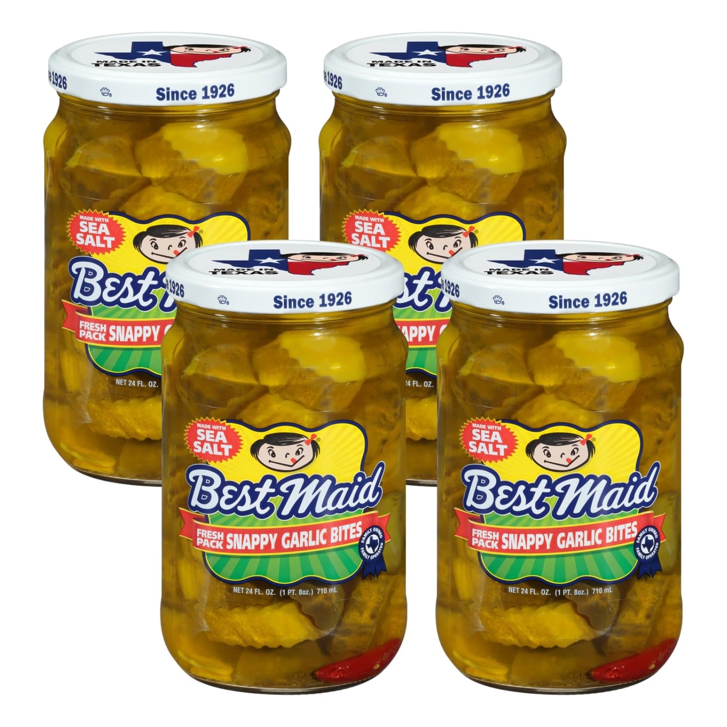 Best Maid 24 Ounce Glass Jars Baby Dill Garlic Bites 4 Pack
