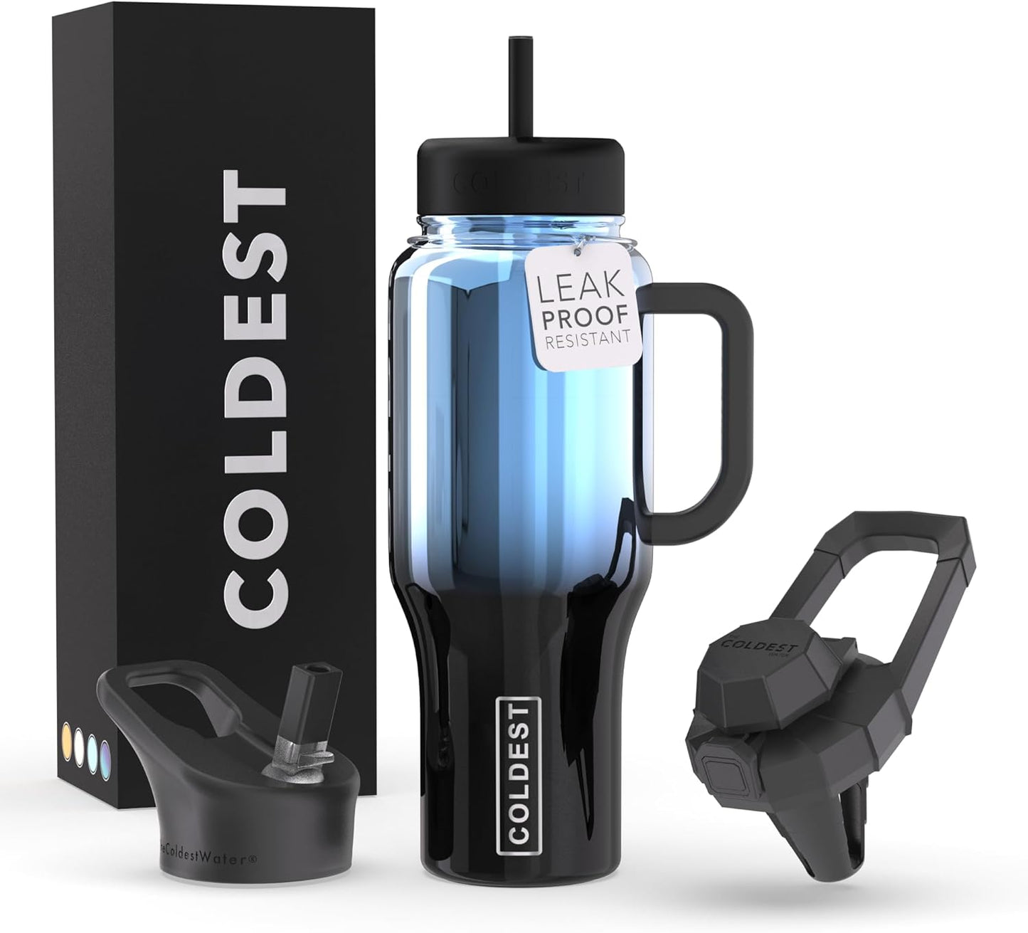 Coldest 40 oz Tumbler with Handle and Straw - Leakproof Design