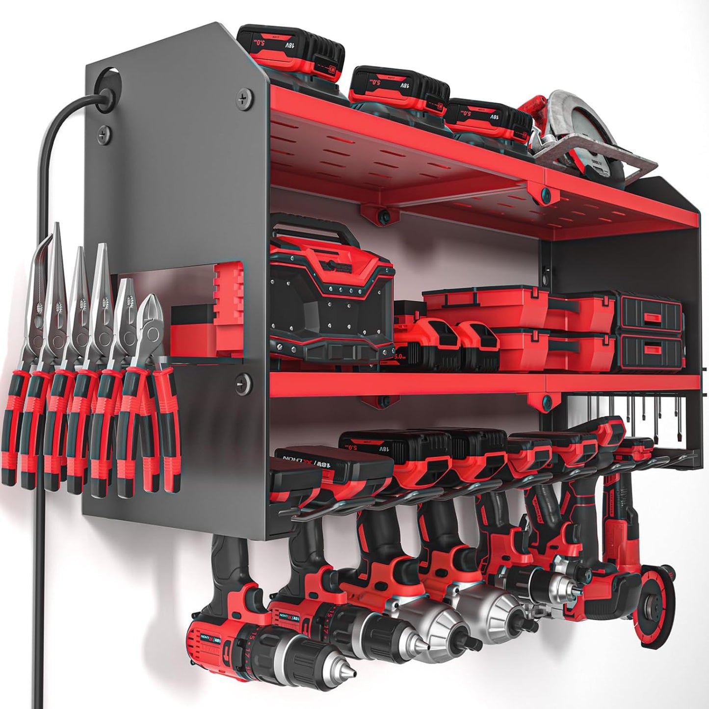 YYR Power Tool Organizer with Charging Station for Garage Use