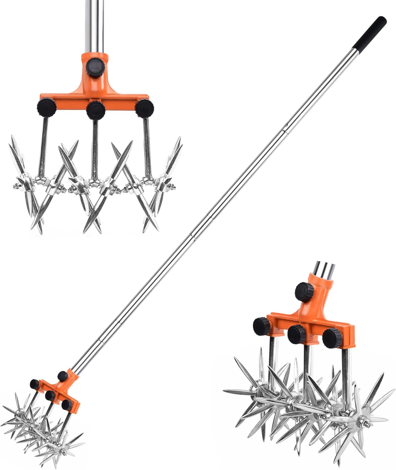 Rotary Cultivator Garden Tiller Adjustable Stainless Steel Poles