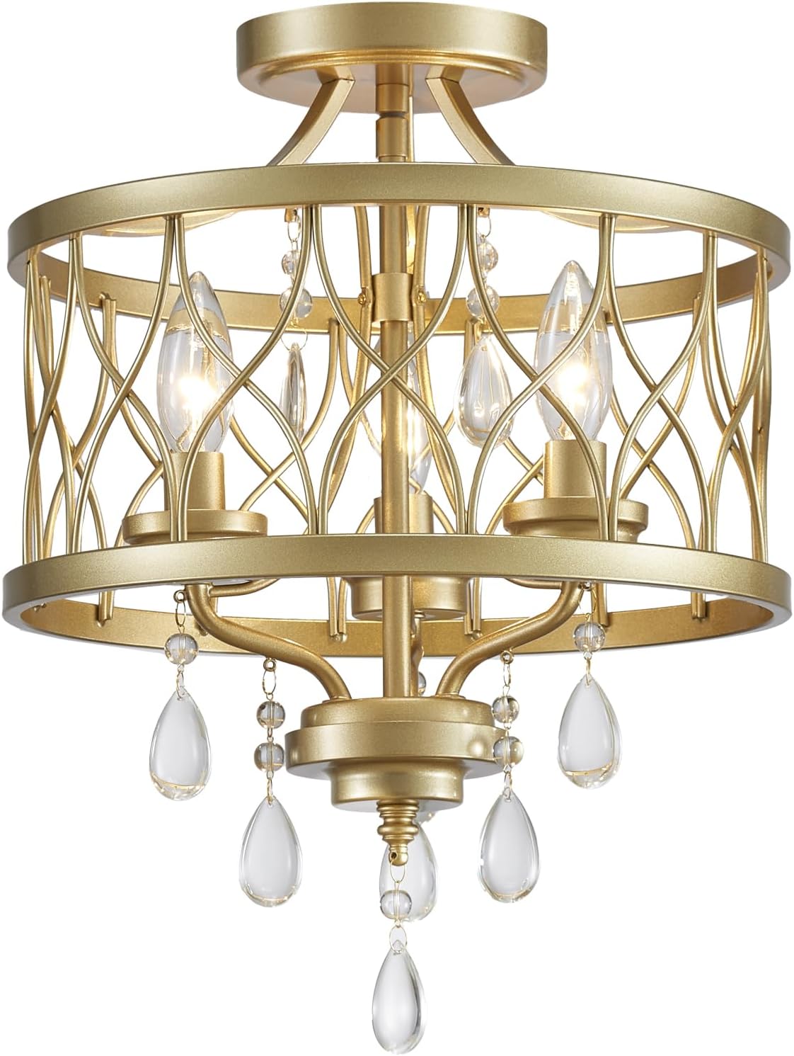 Farmhouse Crystal Ceiling Light Fixture for Vintage Elegance