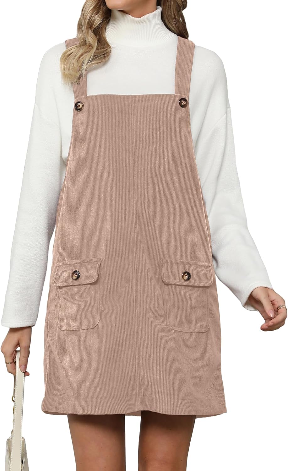 Luvamia Corduroy Overall Dress for Women with Adjustable Straps