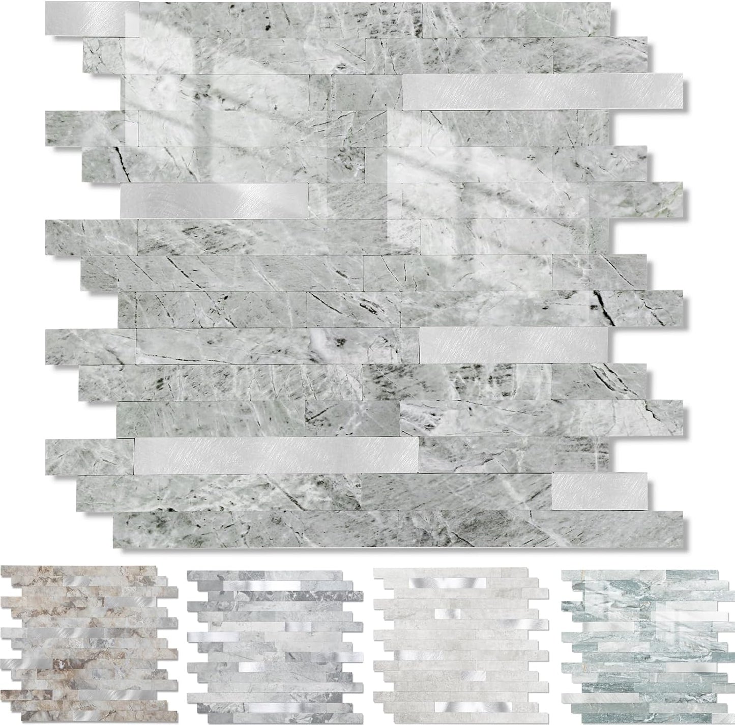 Yipscazo Peel and Stick Stone Metal Tile Backsplash for Home