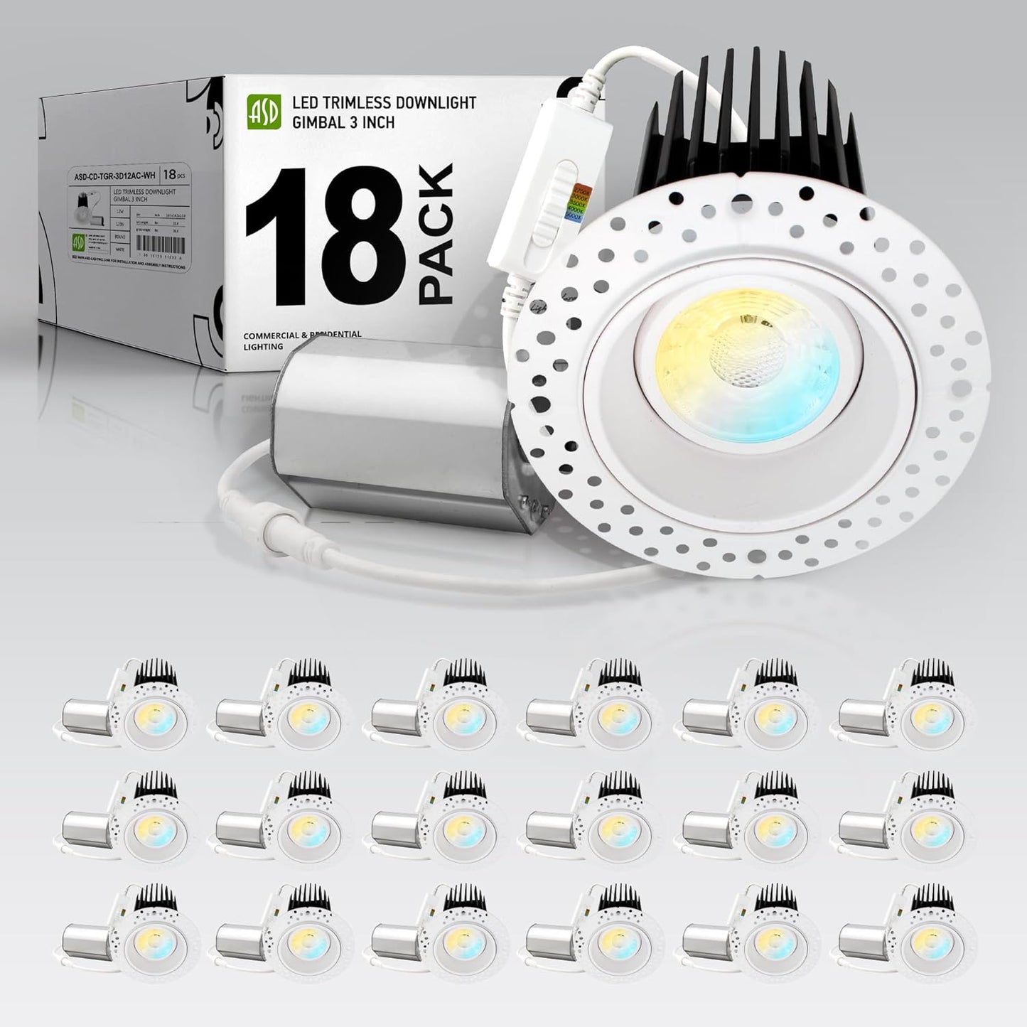 ASD Trimless 3 Inch Gimbal LED Recessed Light for Modern Spaces