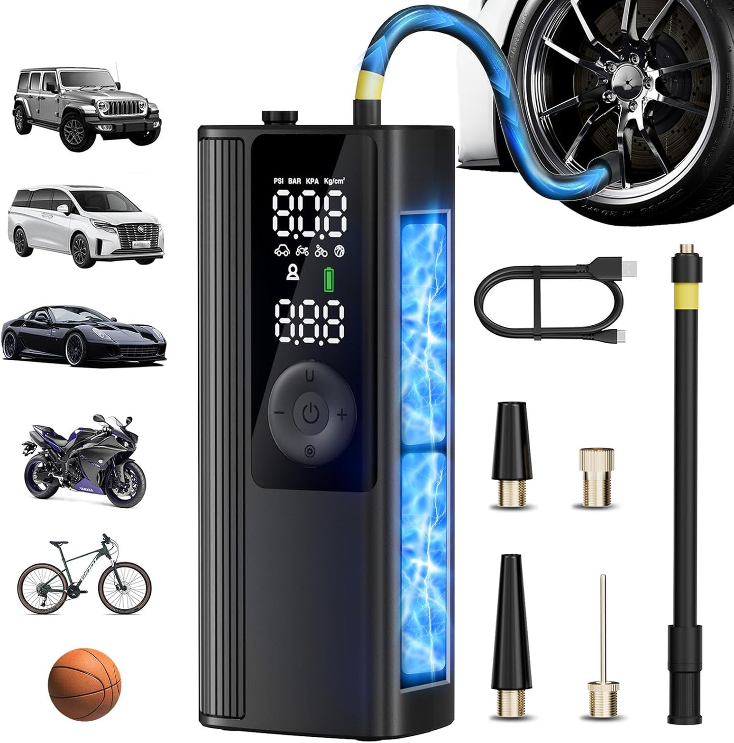 Portable Tire Inflator Air Compressor with Digital Pressure Gauge