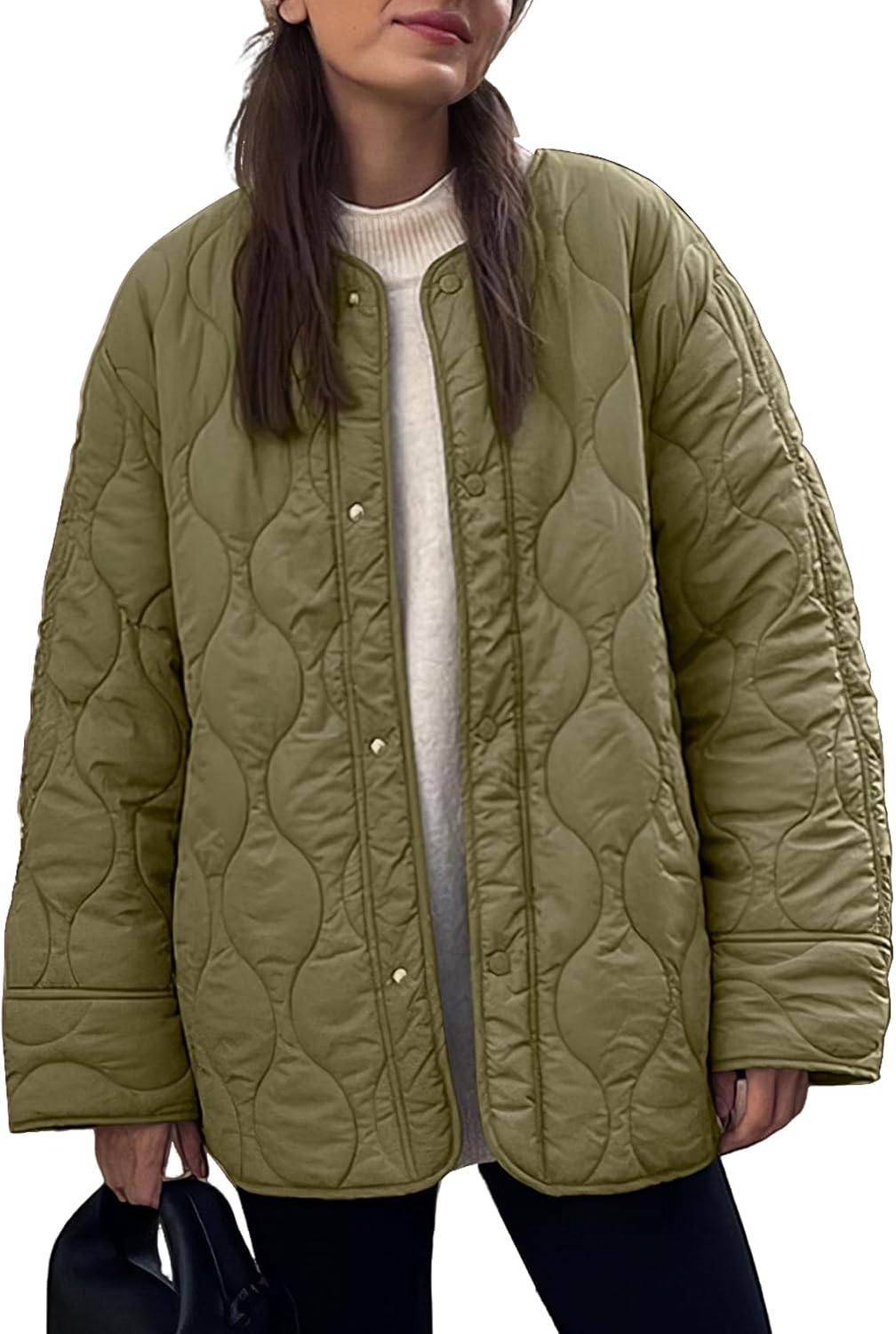 PEHMEA Women's Oversized Lightweight Quilted Jacket for Fall