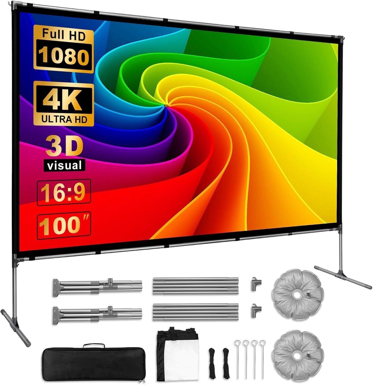 100 Portable Outdoor Projector Screen - 4K Ready