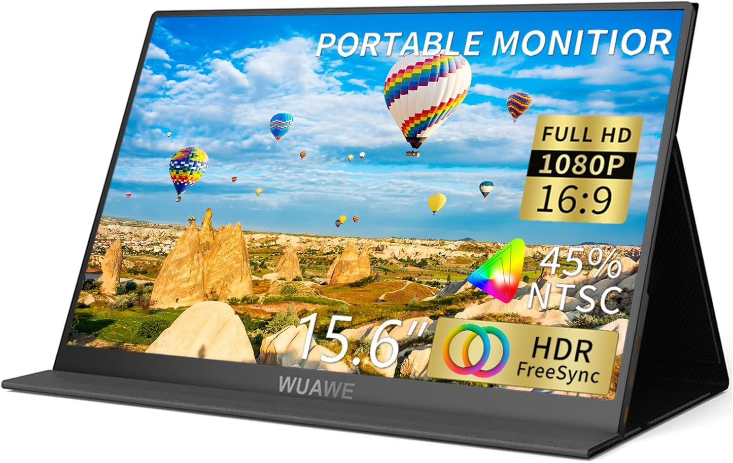 WUAWE 15.6 Portable Monitor: Full HD, HDR, Freesync - Enhance Your On-the-Go Productivity