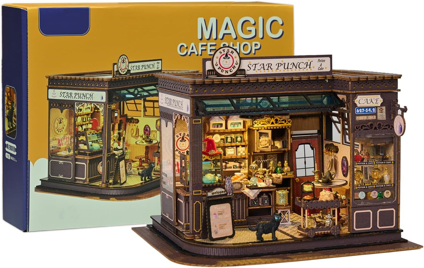2025 New Coffee Shop Miniature House Kit with LED Light