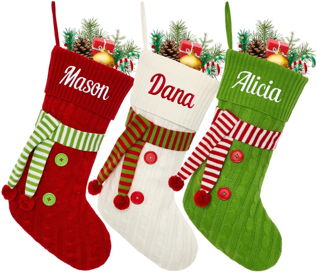 Personalized Christmas Stockings for Kids - Custom Knit Decor