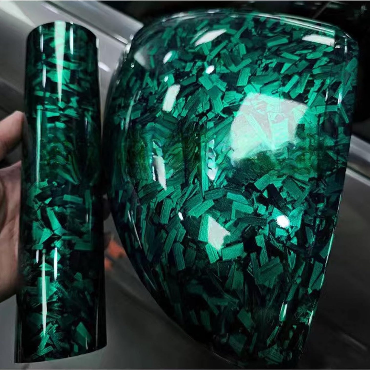 Green Forged Carbon Fiber Vinyl Wrap for Stunning Car Makeover