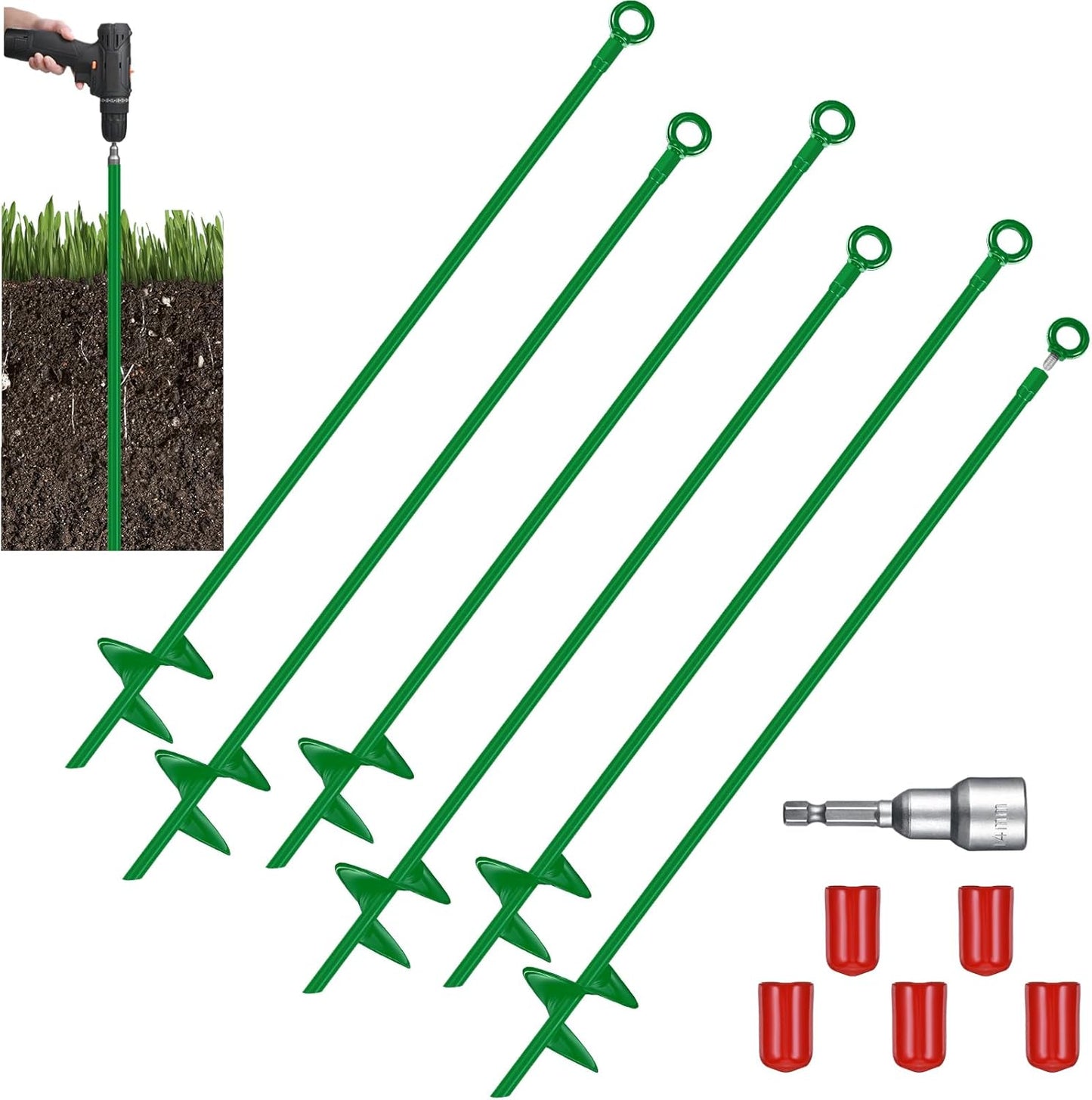 Heavy Duty Ground Anchor Kit for Securing Tents and Shelters