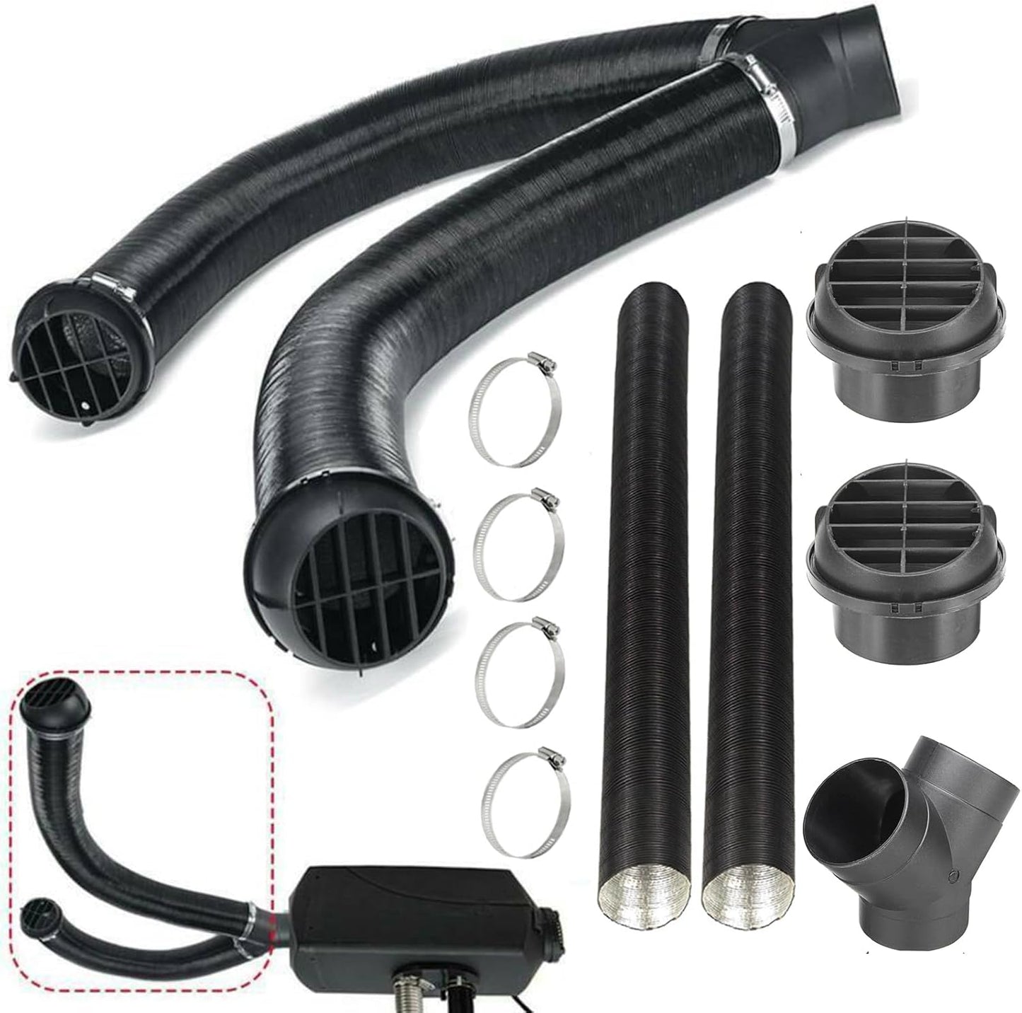 Efficient 75mm Diesel Heater Duct Set