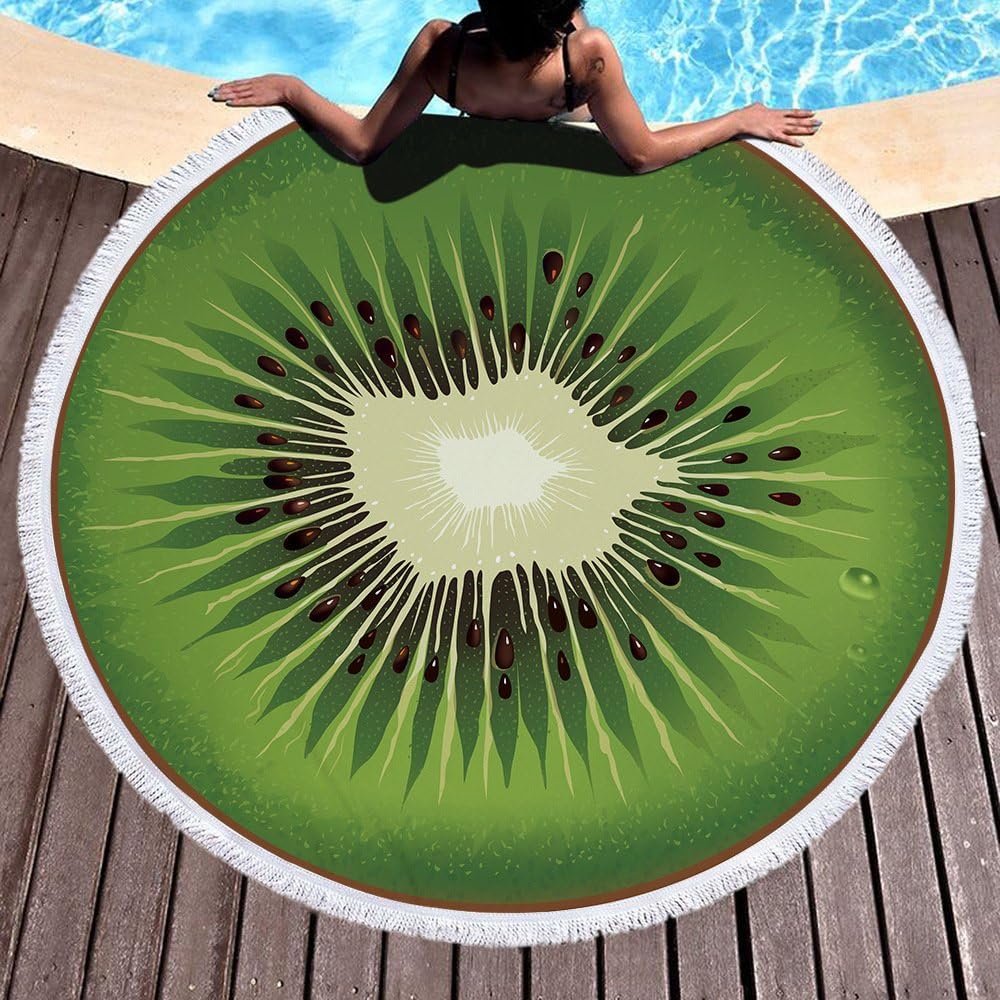 Large Kiwi Beach Towel & Yoga Mat - Multi-Purpose Microfiber Circle