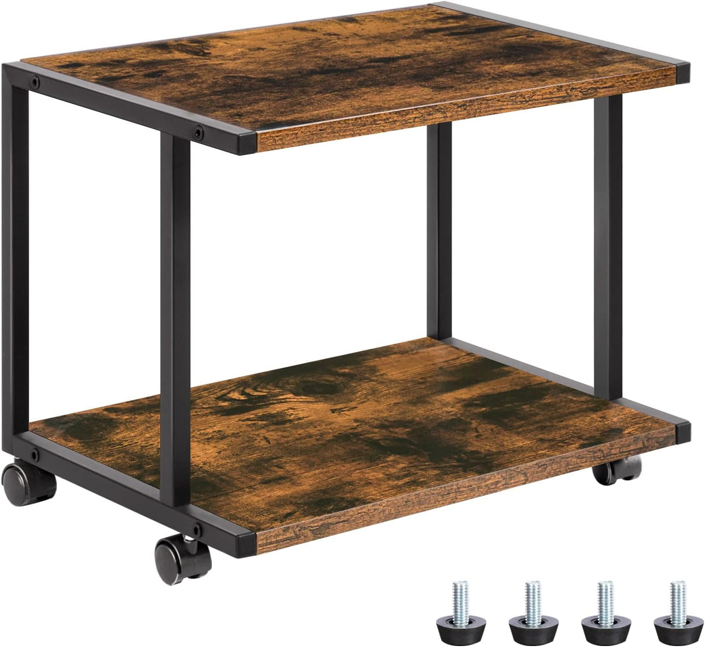 Mobile Industrial Printer Cart - Rustic Brown