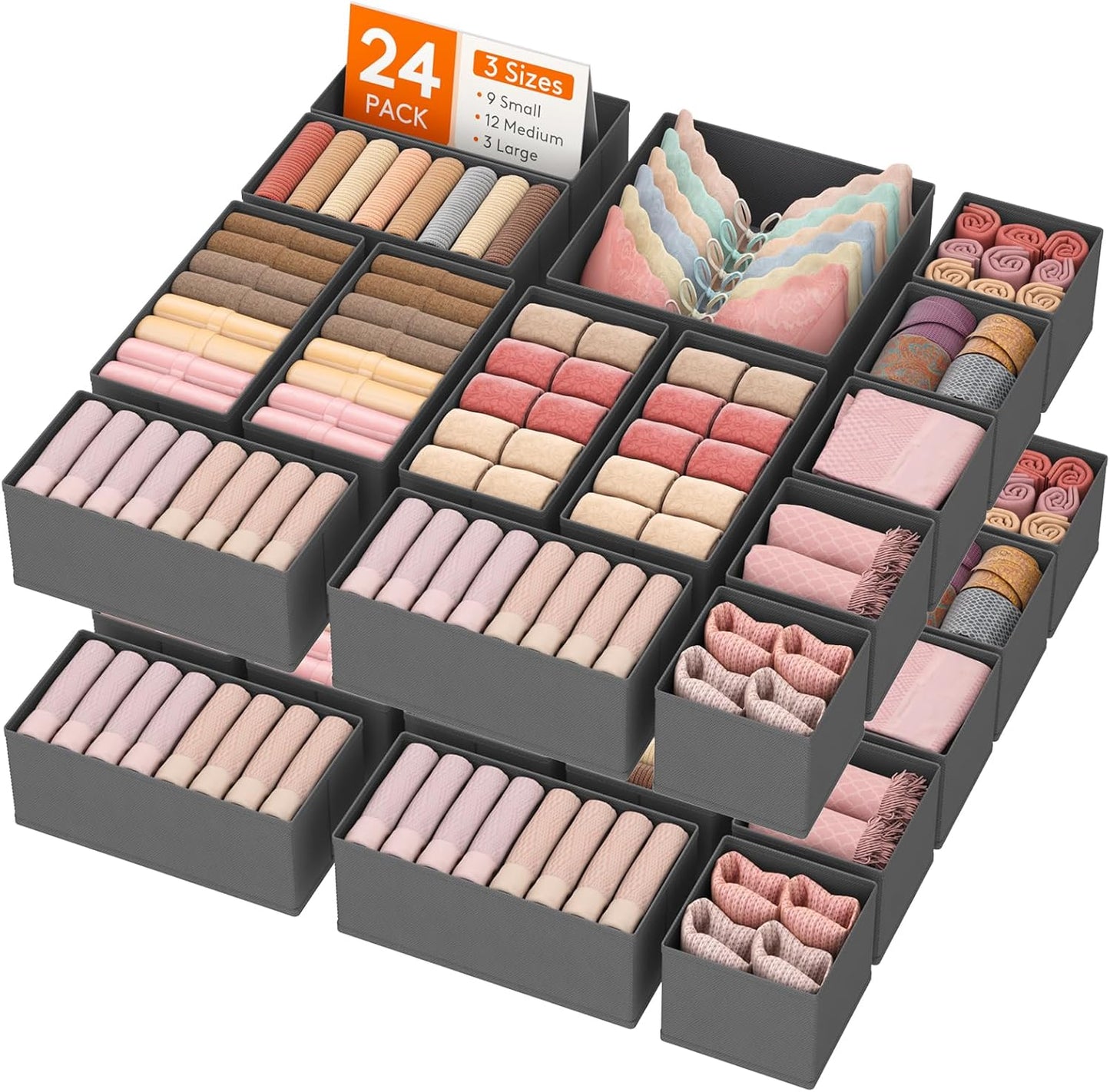 Lifewit Drawer Organizer Bins for Clothing and Accessories