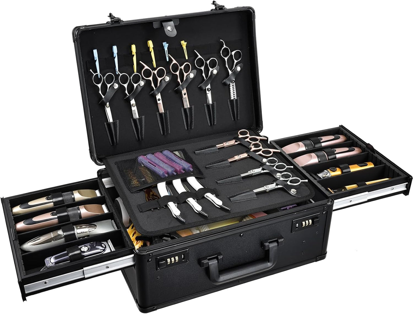 Barber Case with Clippers Sliding Tray for Professional Use