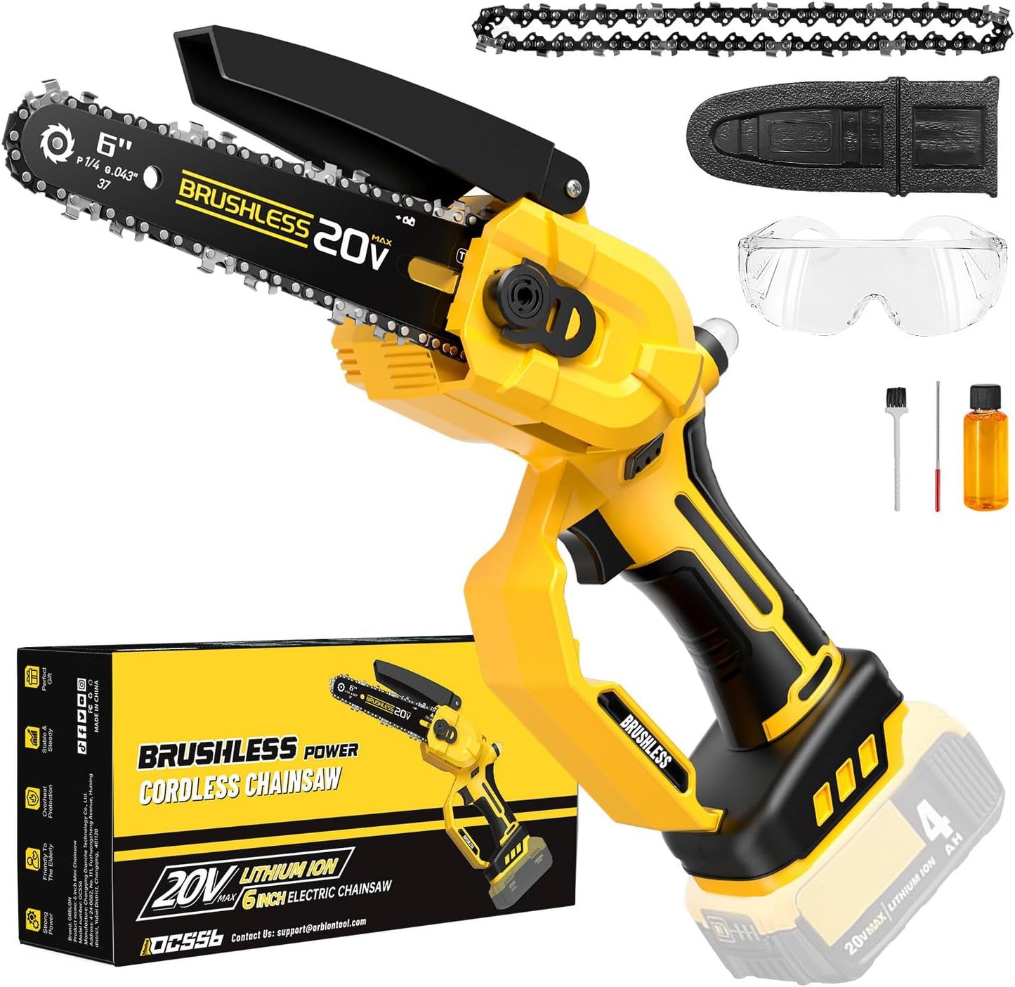 Cordless Mini Chainsaw for Dewalt 20V MAX Batteries - 6 Inch