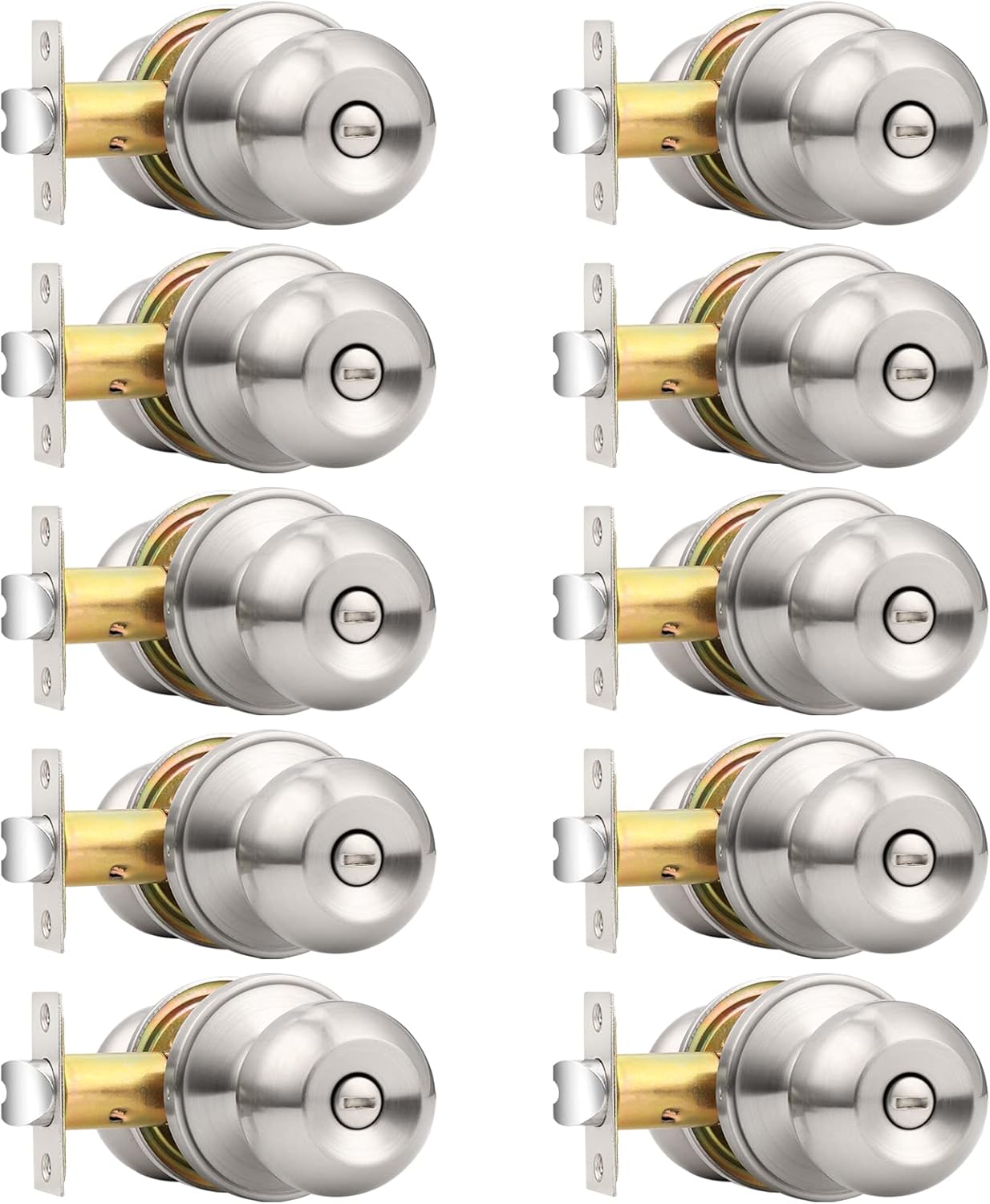 Probrico Bedroom Bathroom Door Knobs in Brushed Nickel Finish