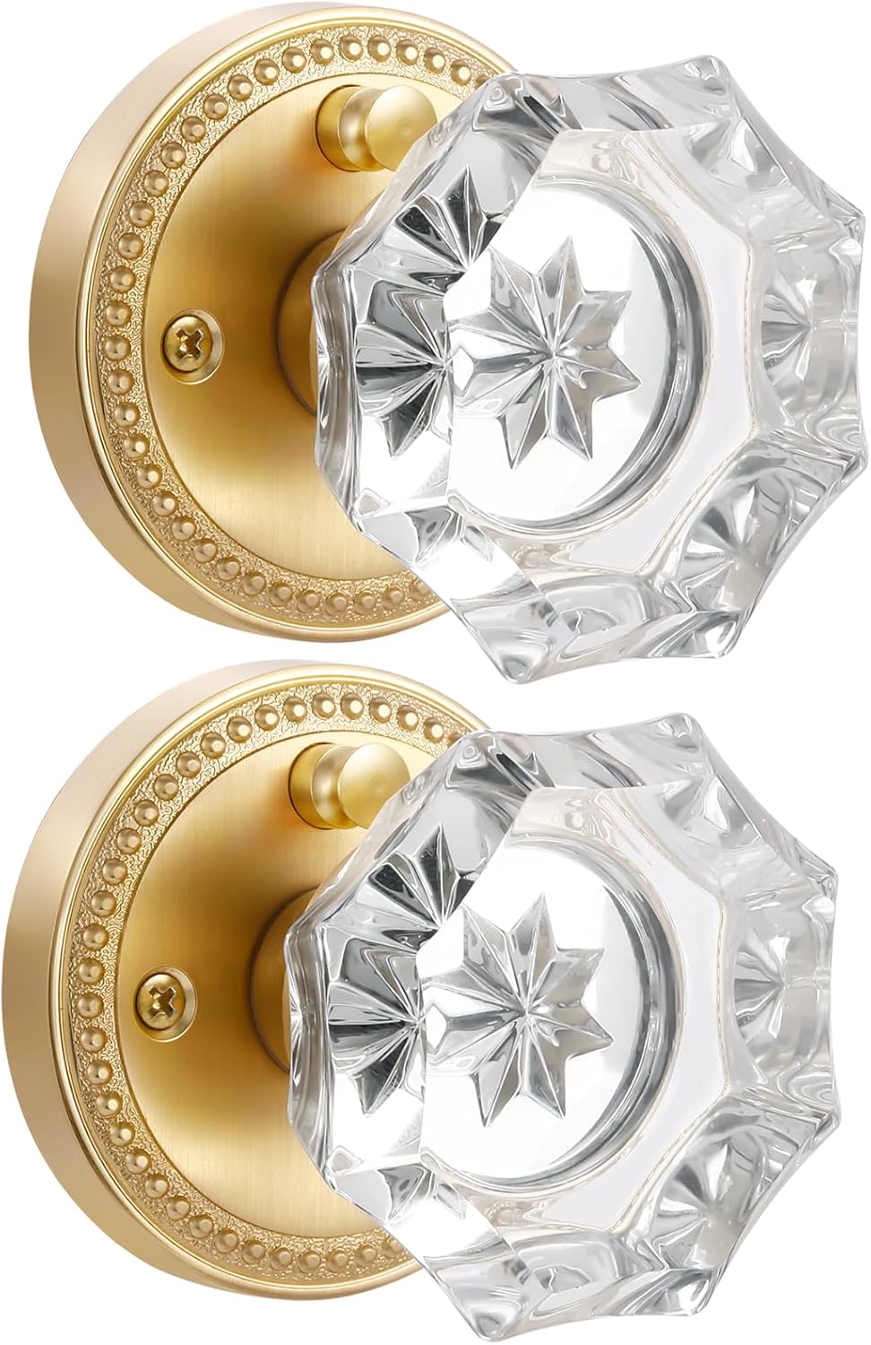 Gold Door Knobs with Crystal Design for Elegant Interiors