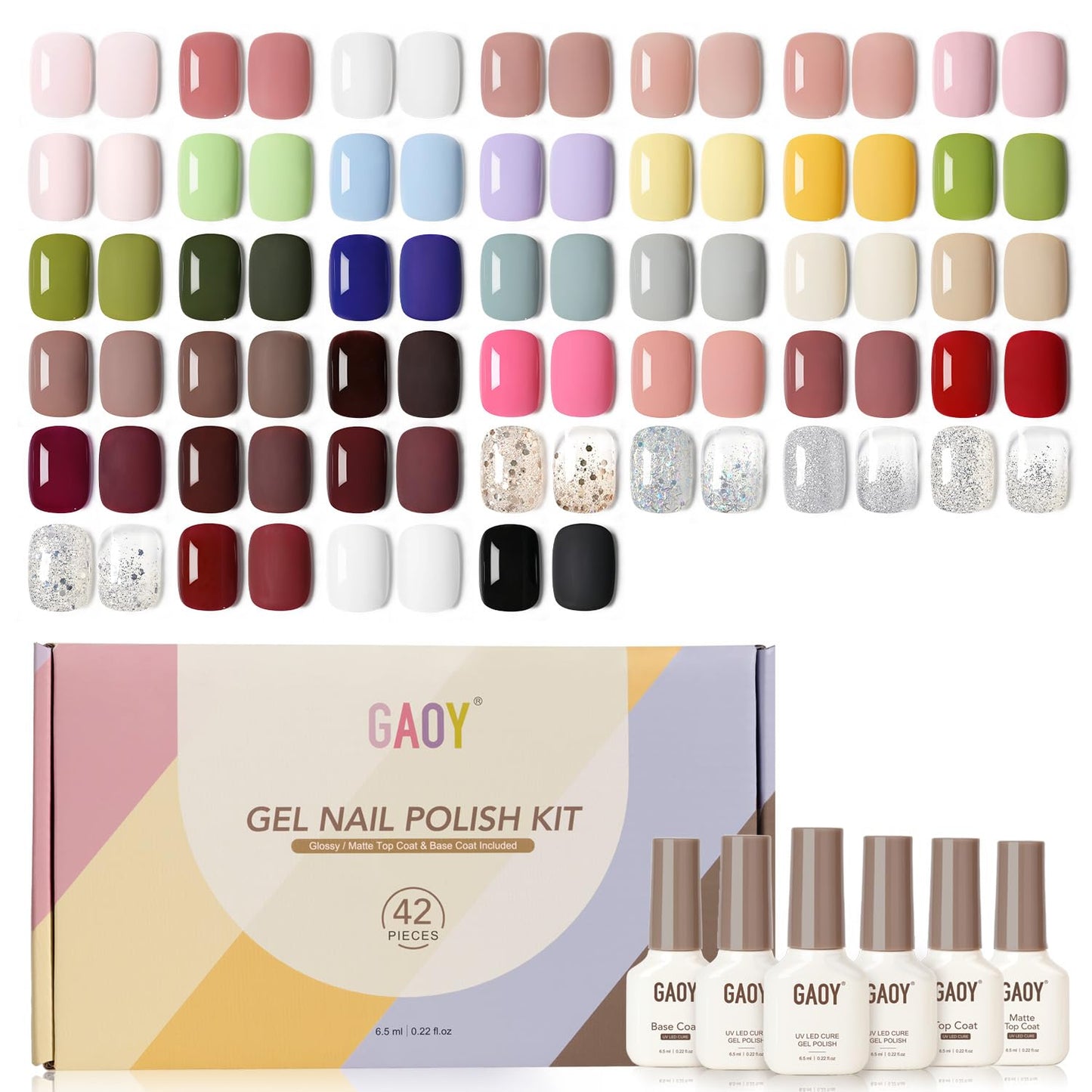 GAOY 42 Pcs Gel Nail Polish Kit for Stunning DIY Manicures