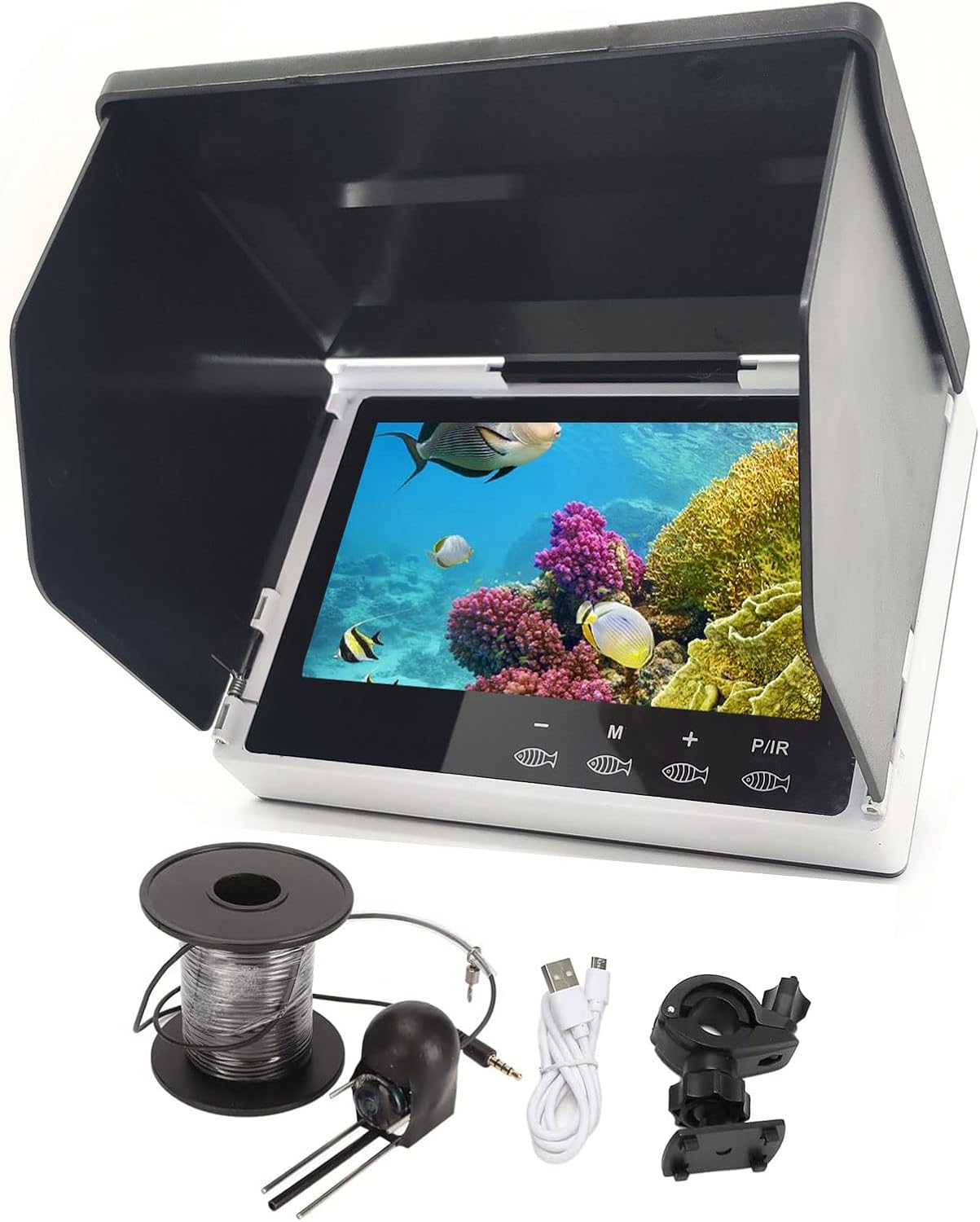 ASVEGE Underwater Fish Finder Kit - HD LCD Monitor, Sun Visor, 30m Cable