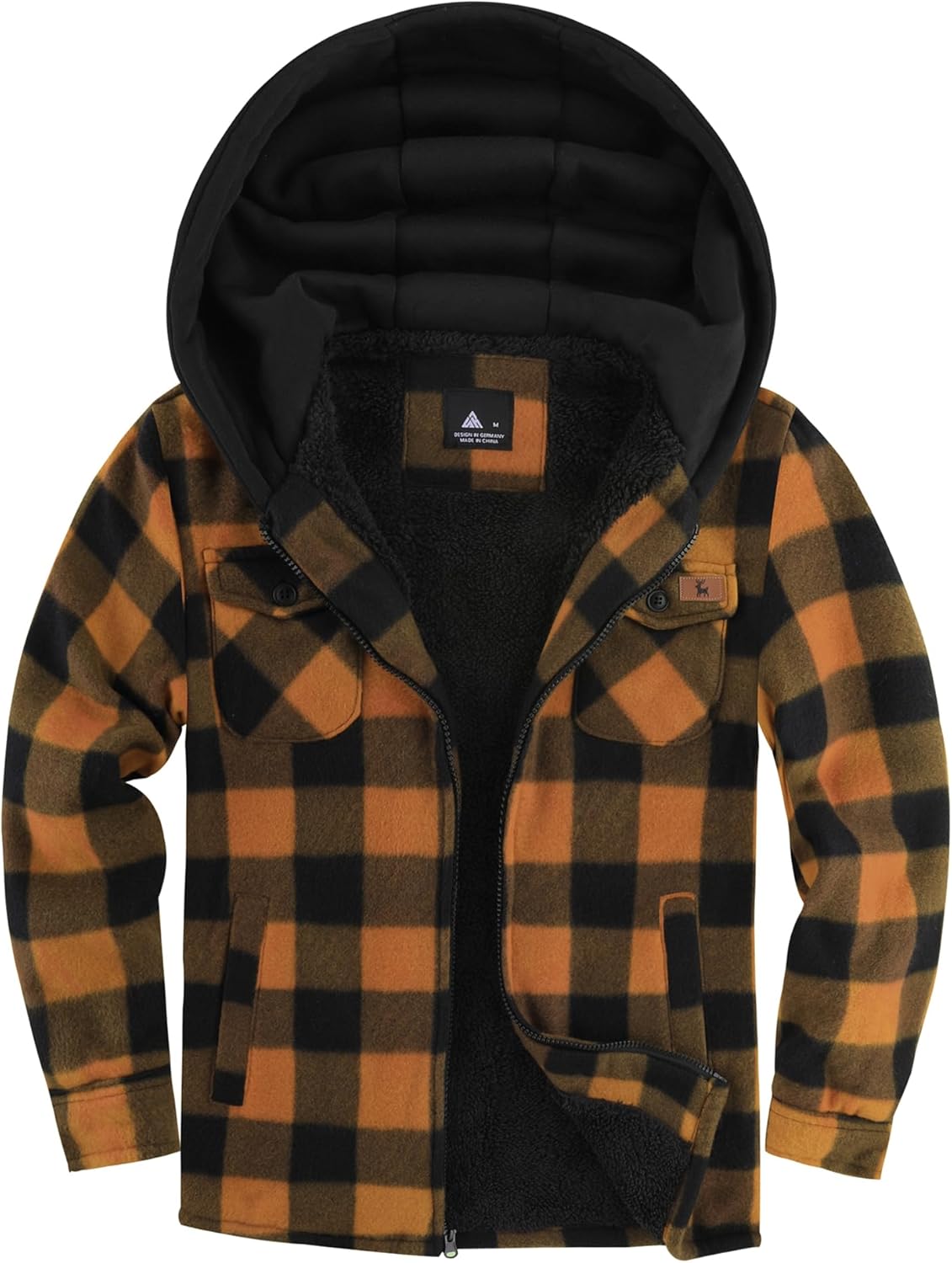 ZITY Boys Flannel Jacket Sherpa Lined for Winter Adventures