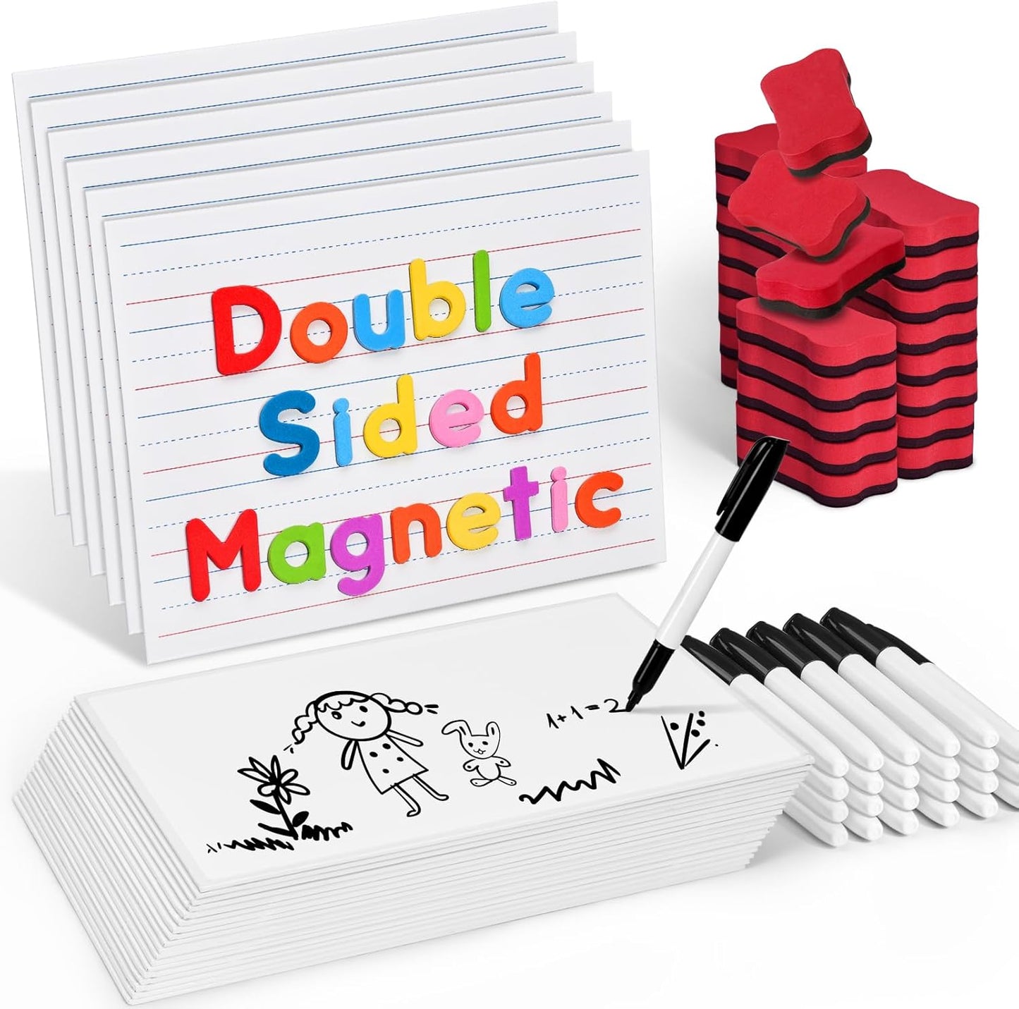 Double-Sided Magnetic White Board Set for Kids Learning