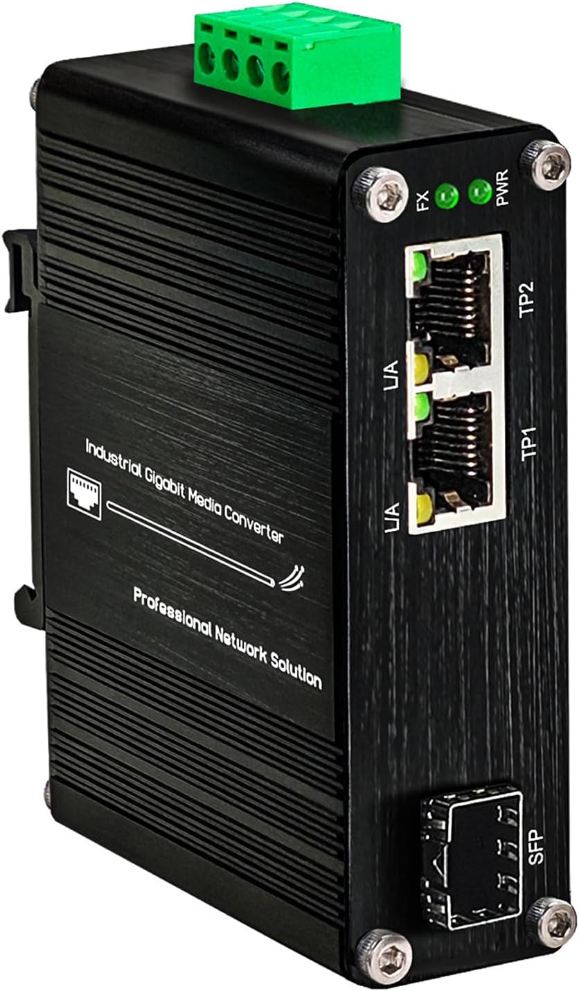 Mini Industrial 1-Port 100/1000X SFP to 2-Port Ethernet Converter