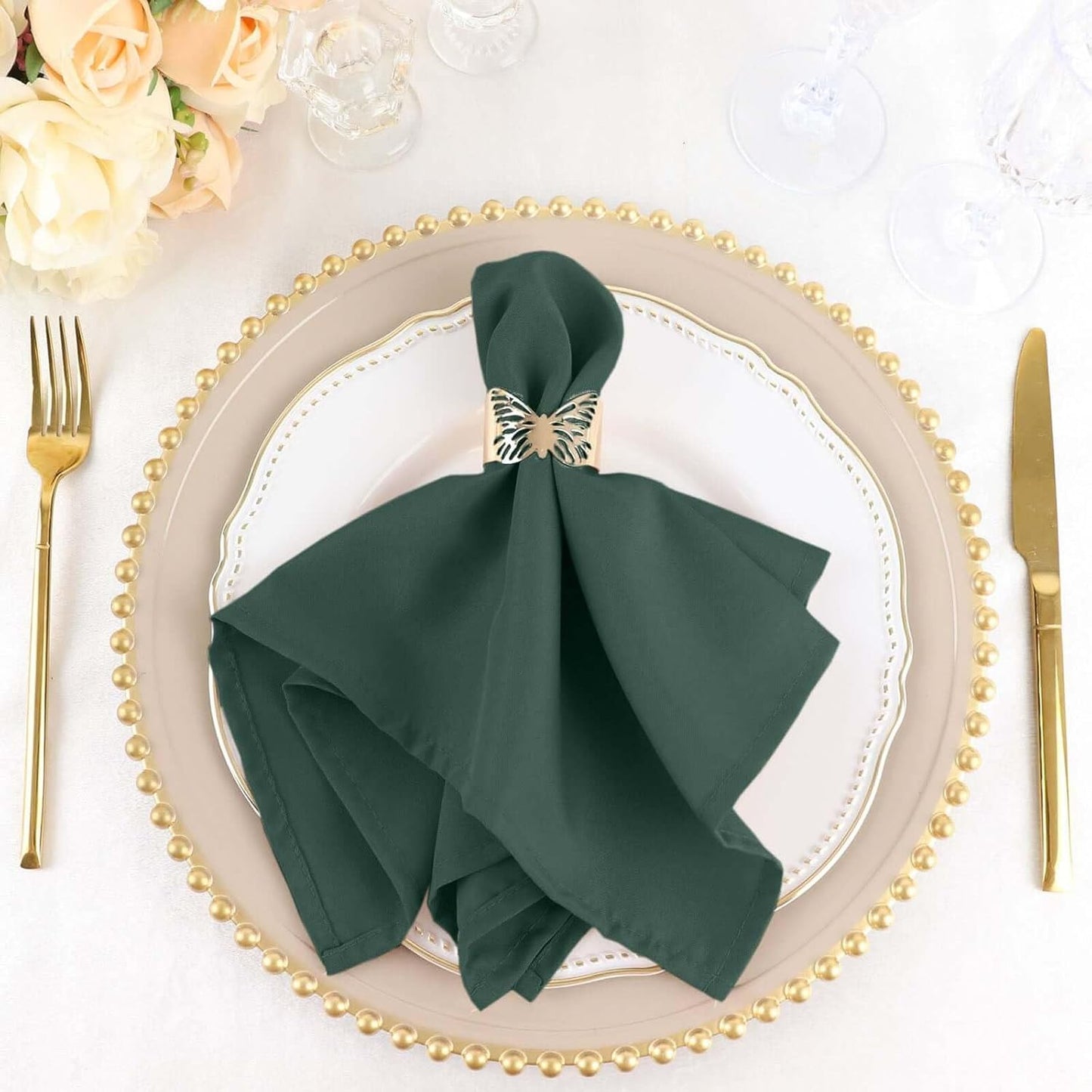 Hunter Green Cloth Napkins Set of 100 for Elegant Dining