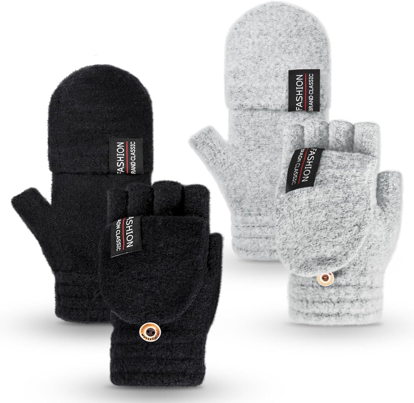 2 Pack Women's Convertible Gloves - Warm & Stylish