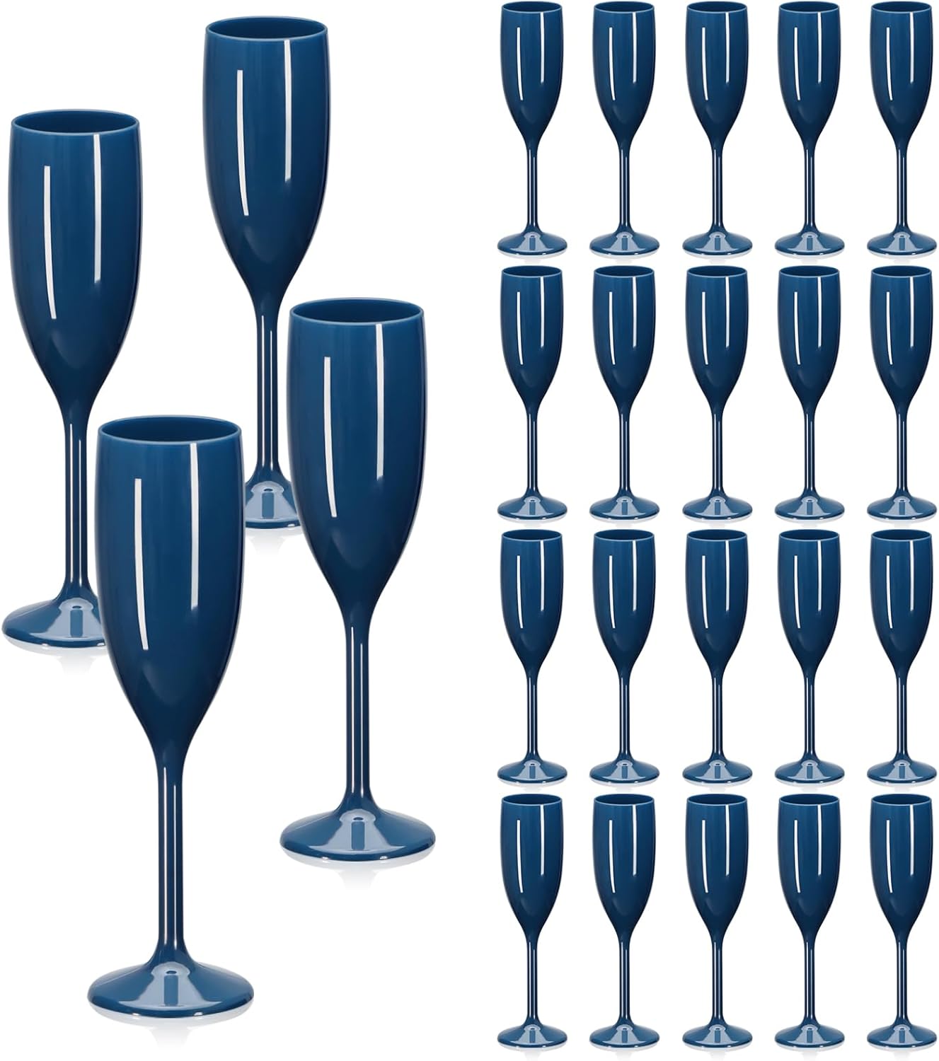 Navy Blue Champagne Flute Acrylic Goblets for Weddings and Parties