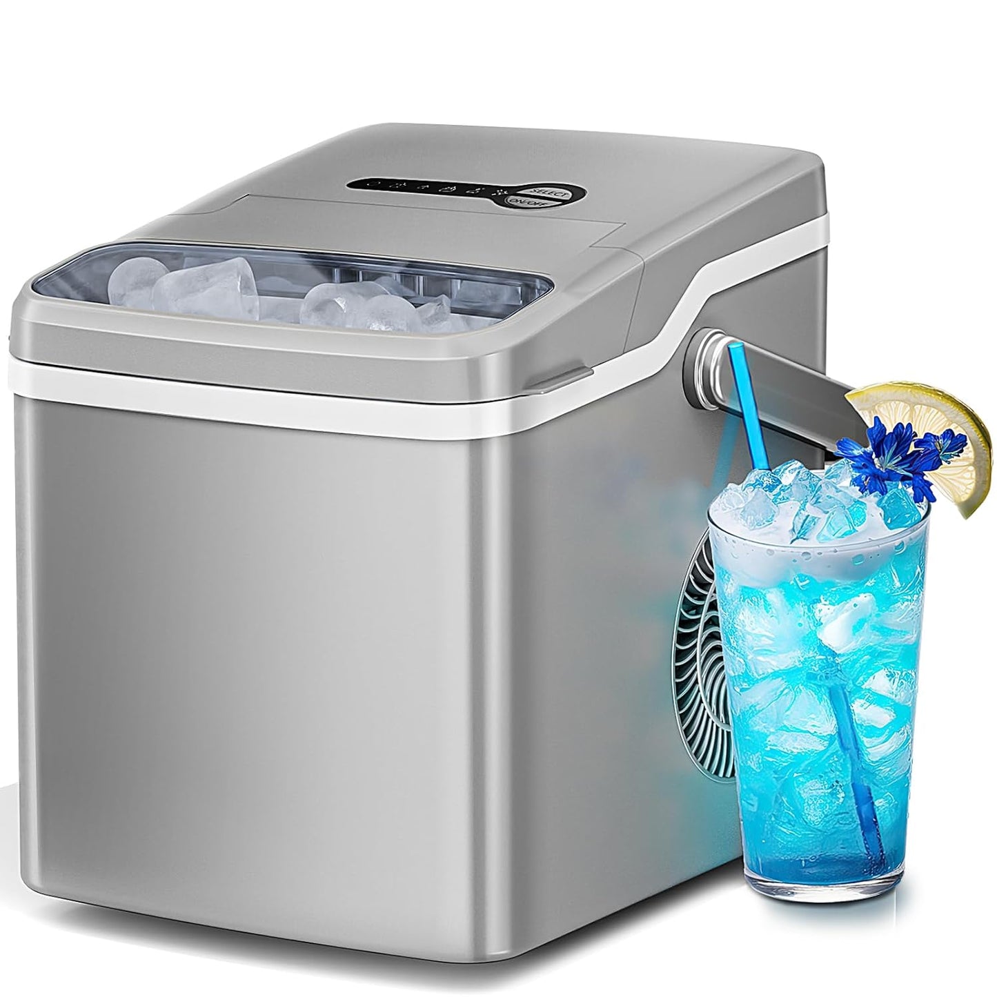 Antarctic Star Ice Maker: 26lbs Daily, 9 Cubes in 6 Mins, Self-Cleaning, Portable, 2 Ice Sizes