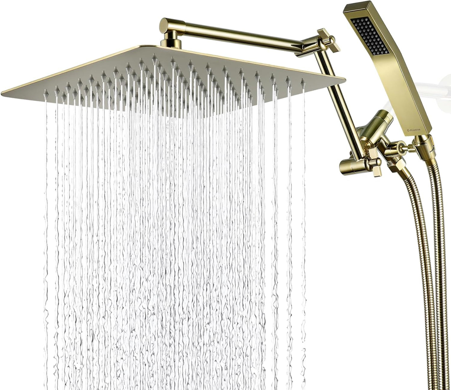 G-Promise 12 Inches Rainfall Shower Head with Handheld Spray Combo