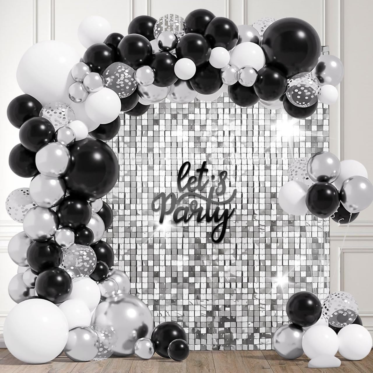 24 Pcs Silver Shimmer Wall Backdrop Panel for Events & Decor