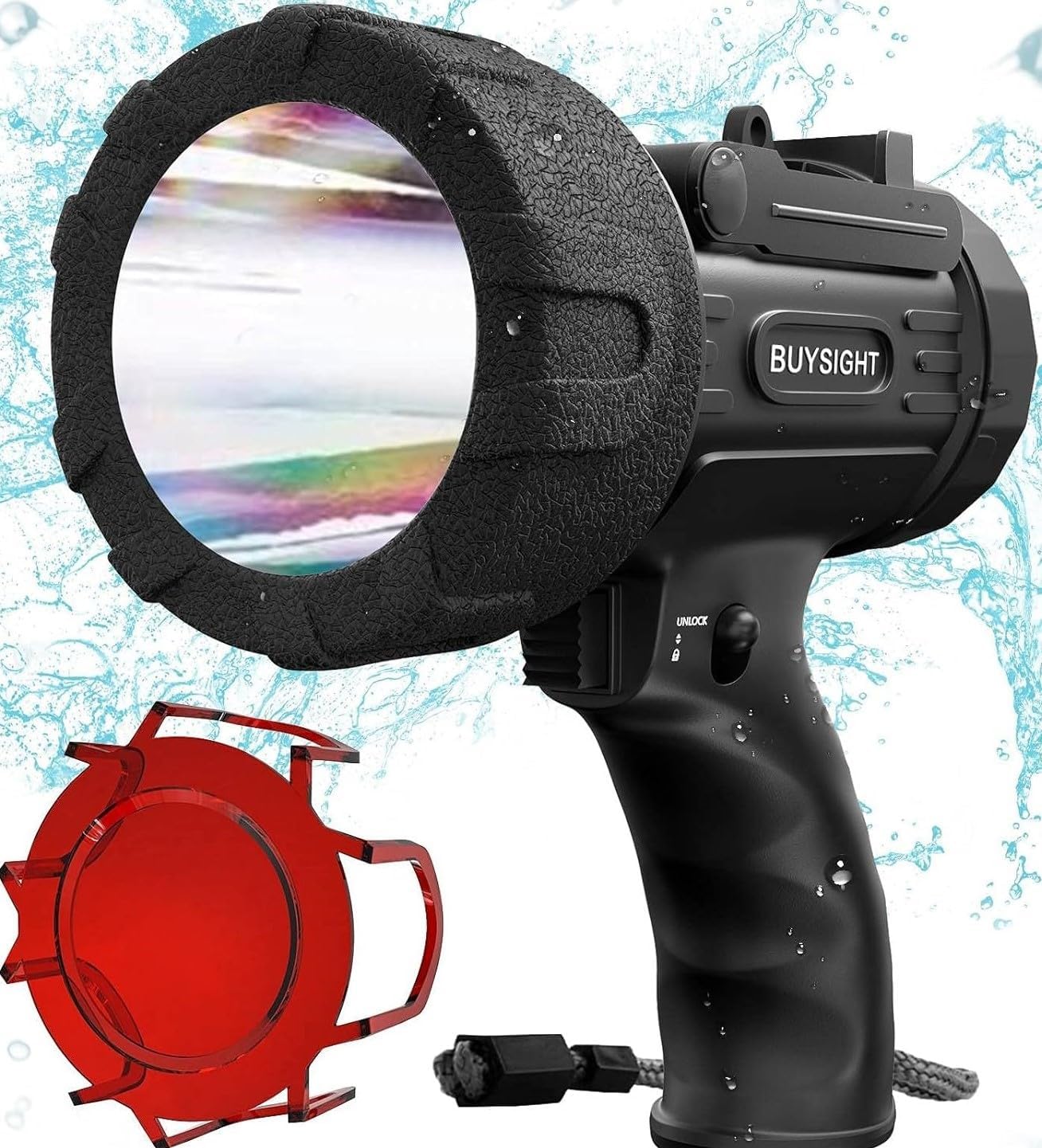 BUYSIGHT Rechargeable Spotlight Flashlight - 800 Lumens Power