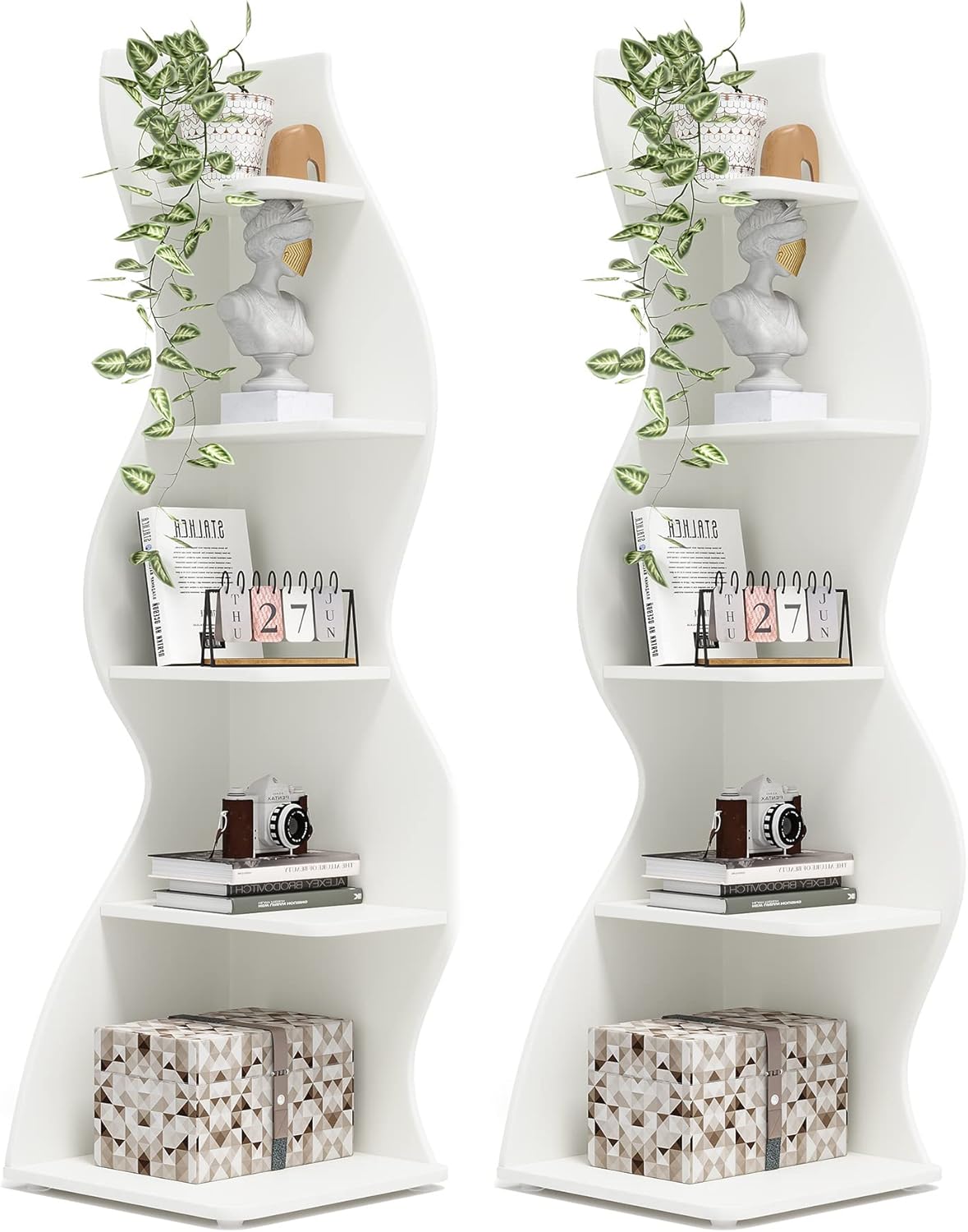 Tribesigns Corner Shelf - Modern 5-Tier Wall Bookshelf Set