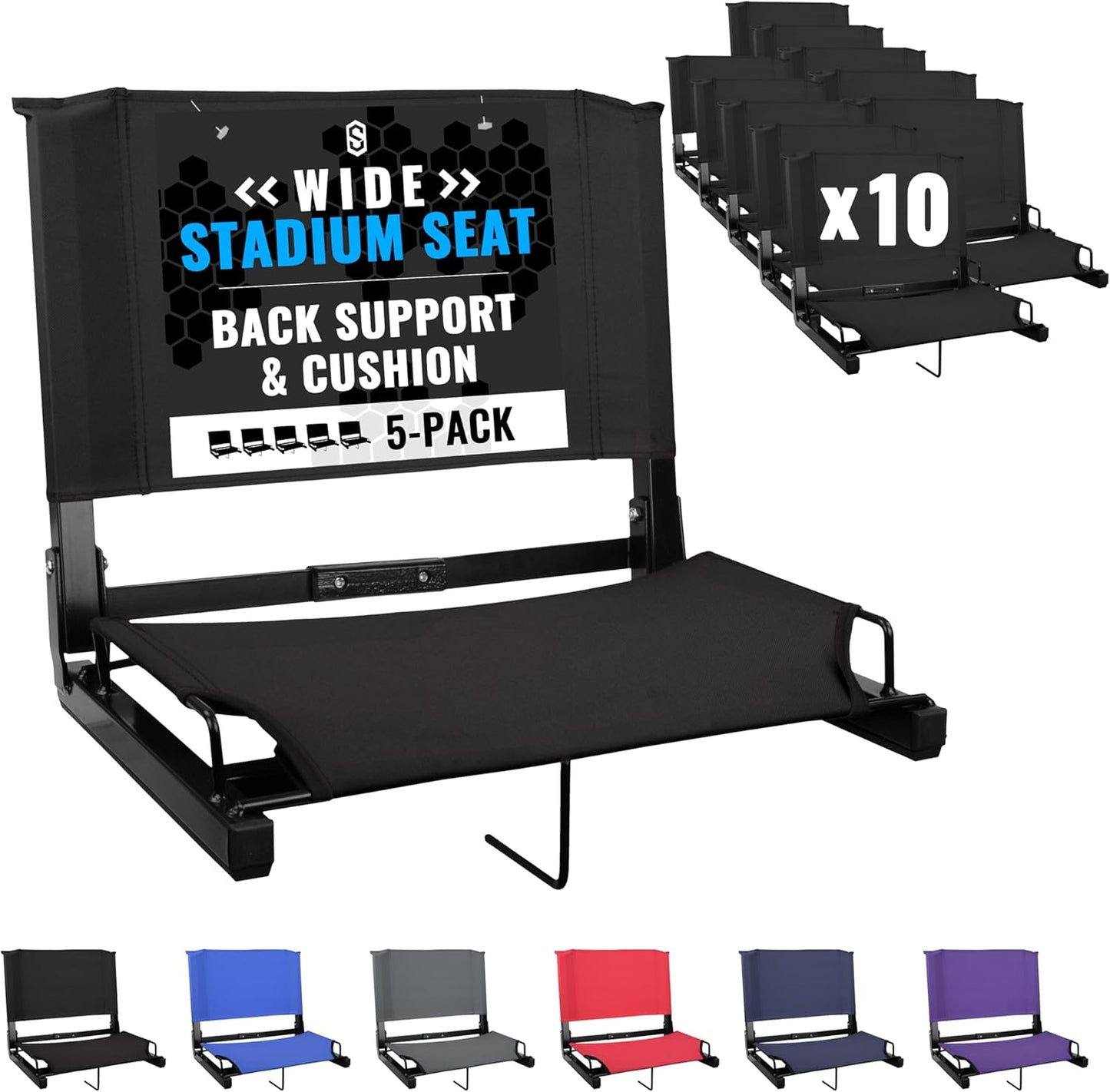 Sports Unlimited Bleacher Chairs with Back Support for Comfort