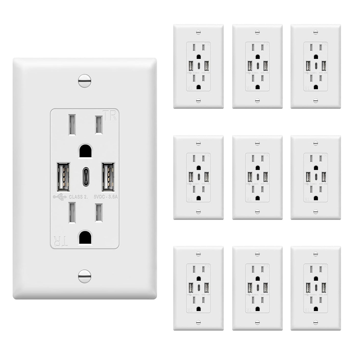 TOPGREENER USB Outlet with 3 Ports for Fast Charging Devices