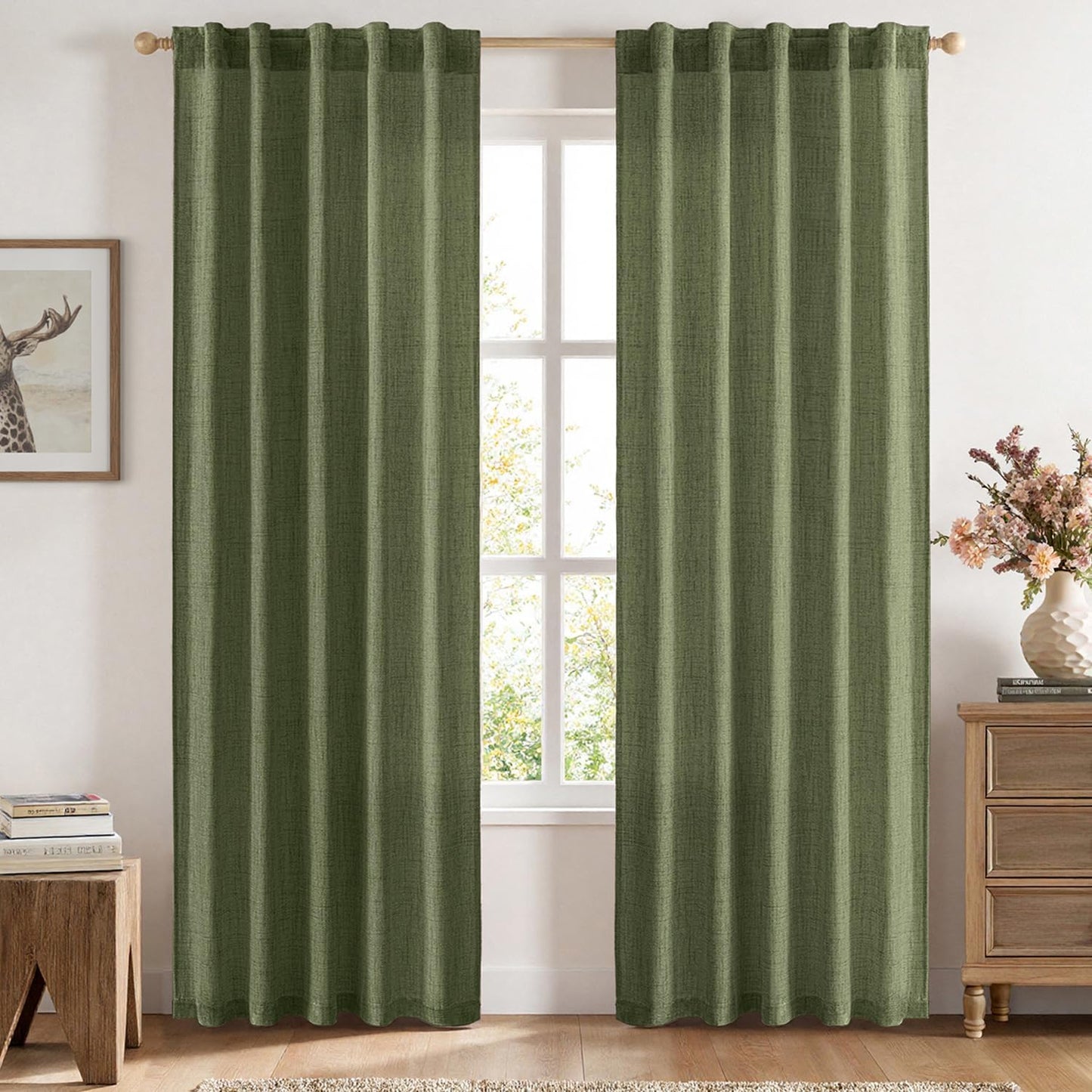 MIULEE Faux Linen Curtains 84 Inch Length for Elegant Privacy