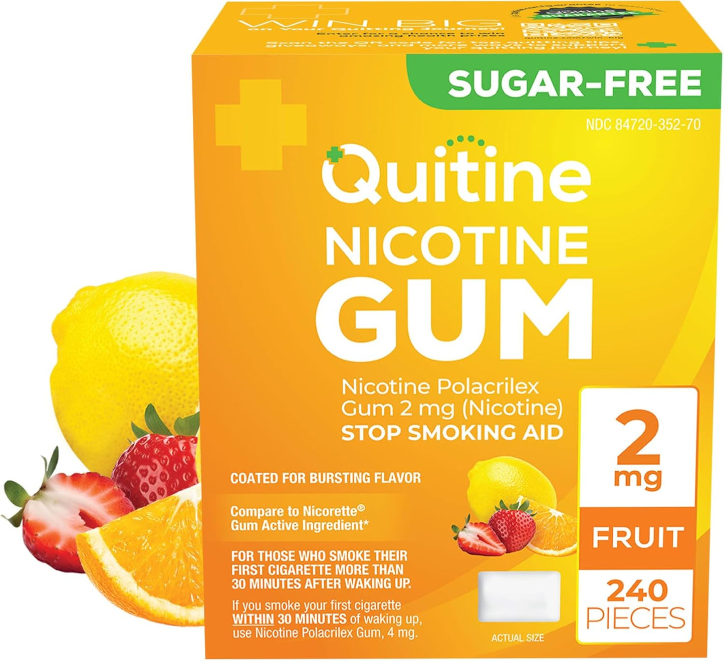 Quitine Nicotine Gum 2mg Fruit Flavor for Effective Smoking Cessation