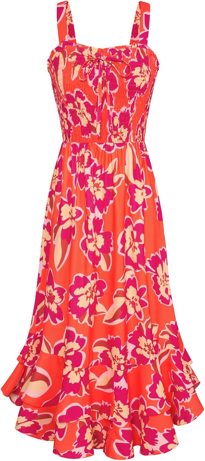 Floral Boho Dress for Women - Summer Maxi Sundress Style