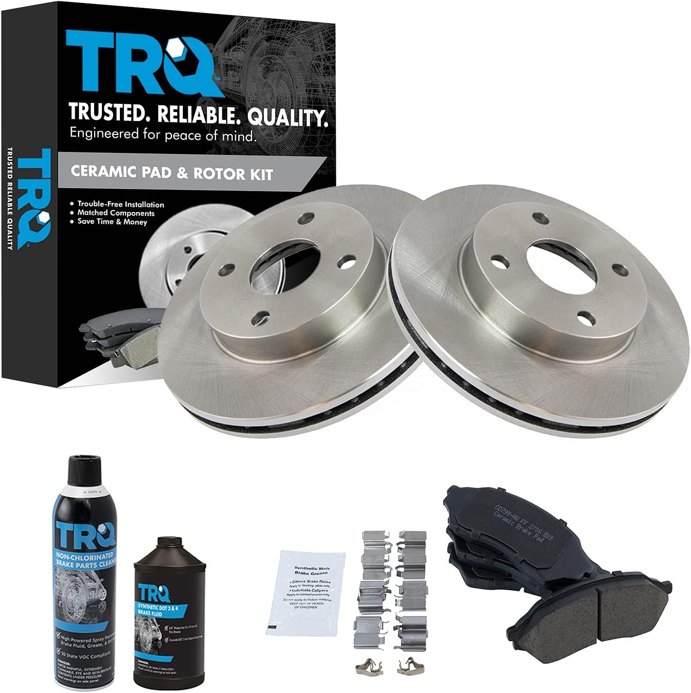 TRQ Front Brake Pad & Rotor Kit for 1999-2001 Mazda Protege